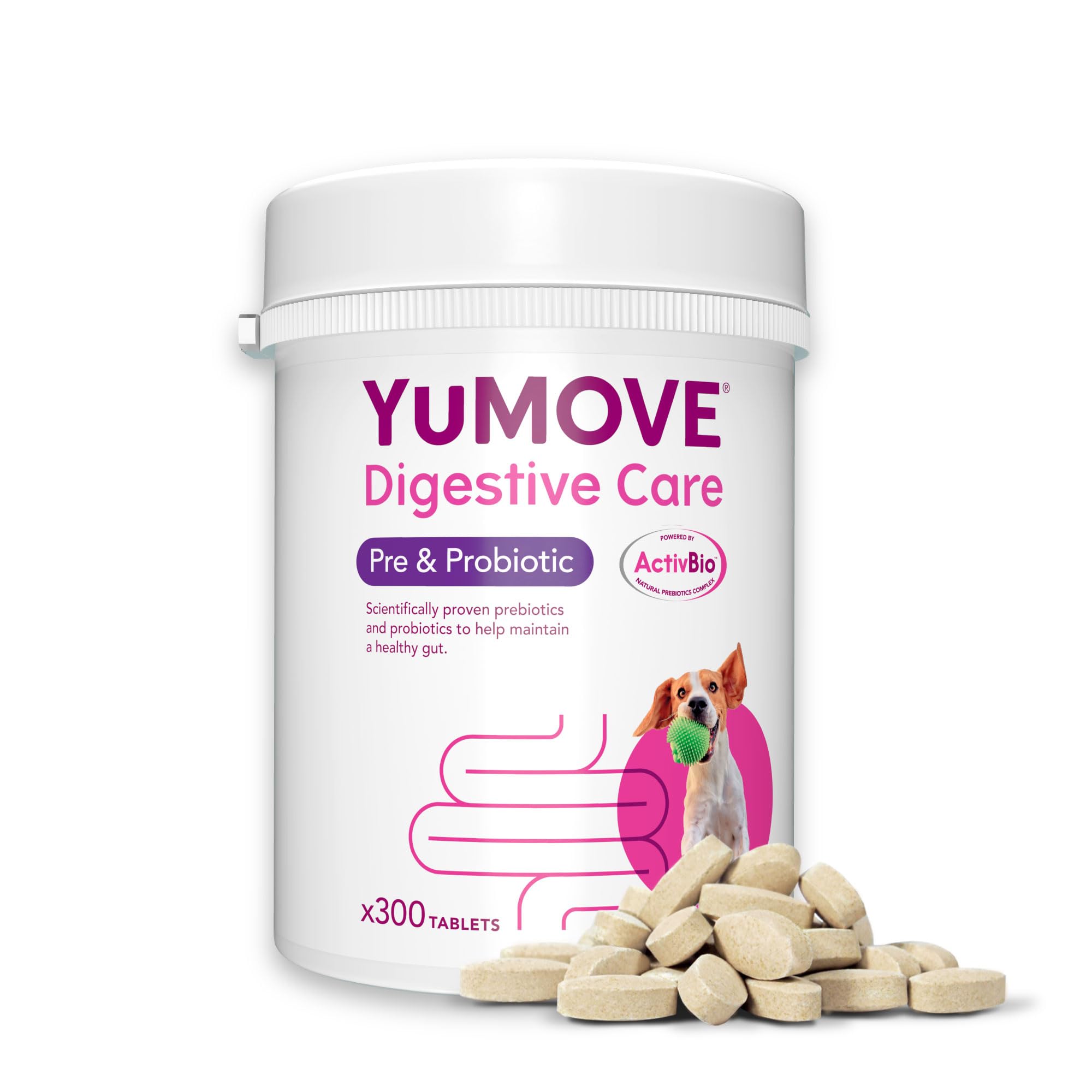 YuMOVE Digestive Care Dog Pre and Probiotics Supplement for Gut Health | 300 Tablets