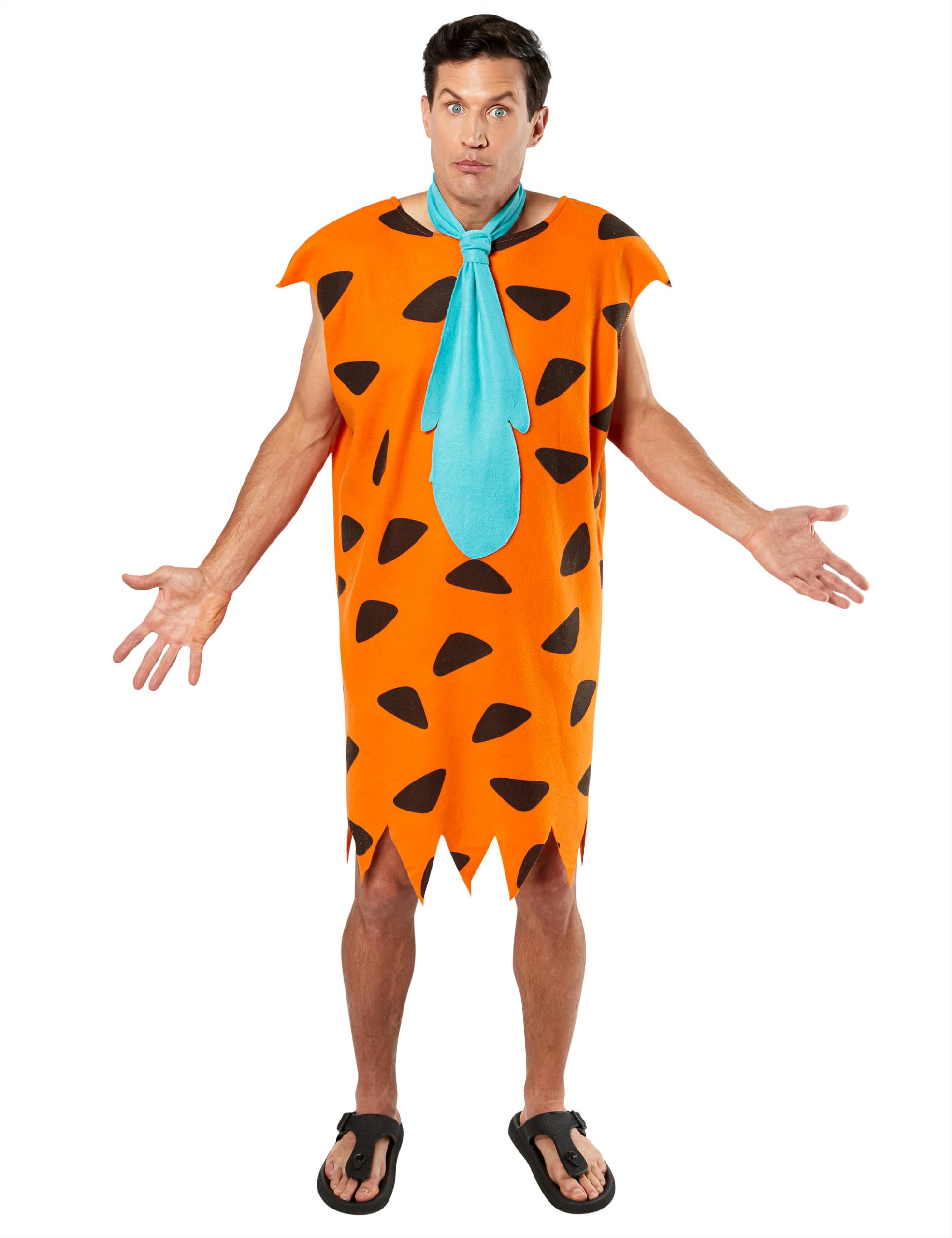 Rubies Official Fred Flintstone Adult Costume - Orange Tunic & Neck Tie | Standard Size