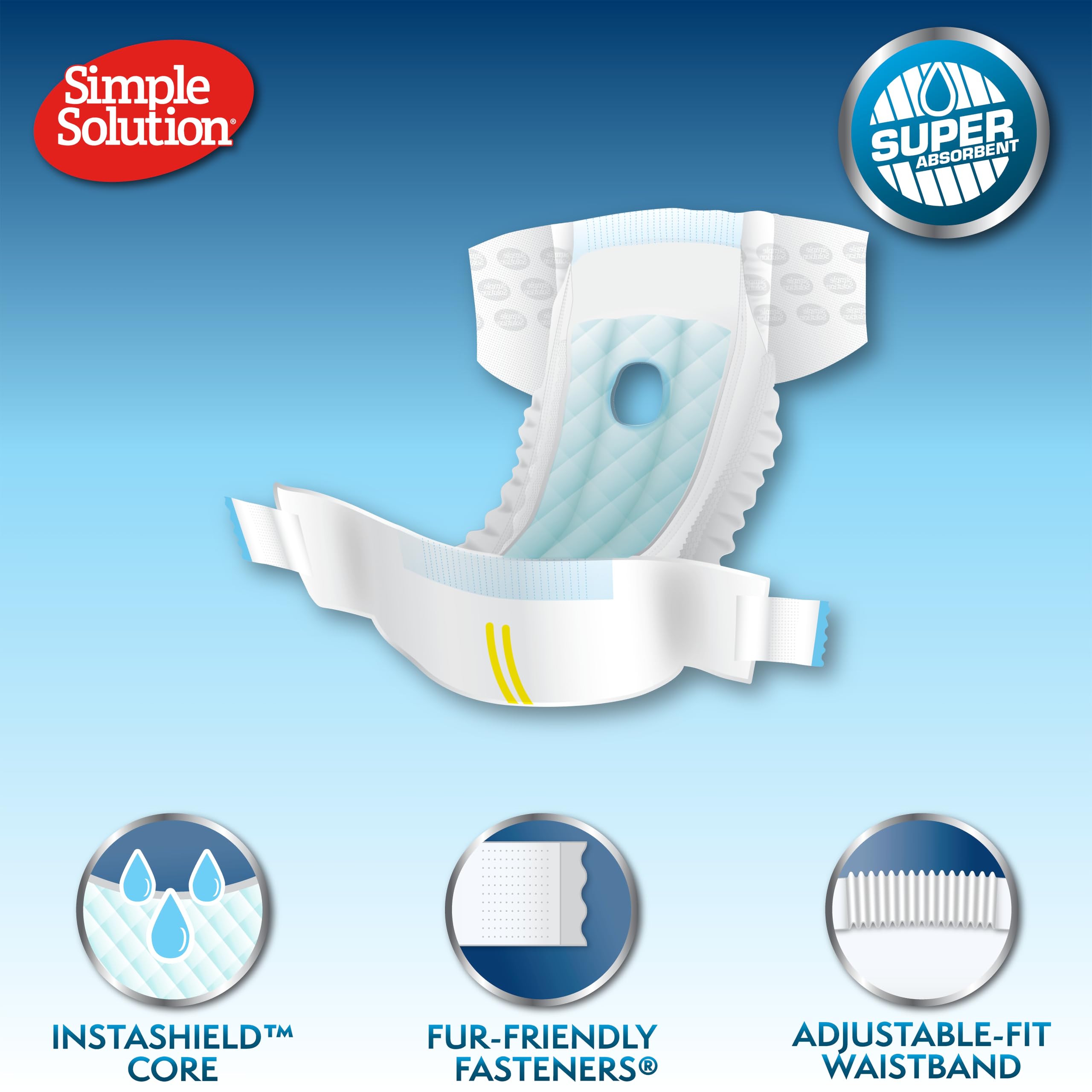 Simple Solution Disposable Dog Diapers for Female Dogs | XXL (56-94cm Waist) | 15 Count