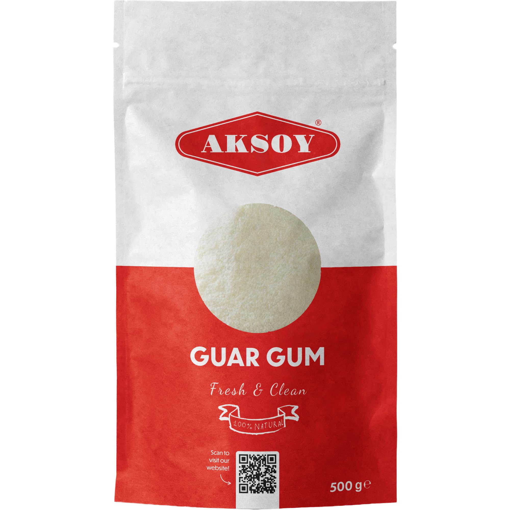 AKSOY Guar Gum Fine Powder Thickener, Emulsifier and Stabiliser Agent - 500g