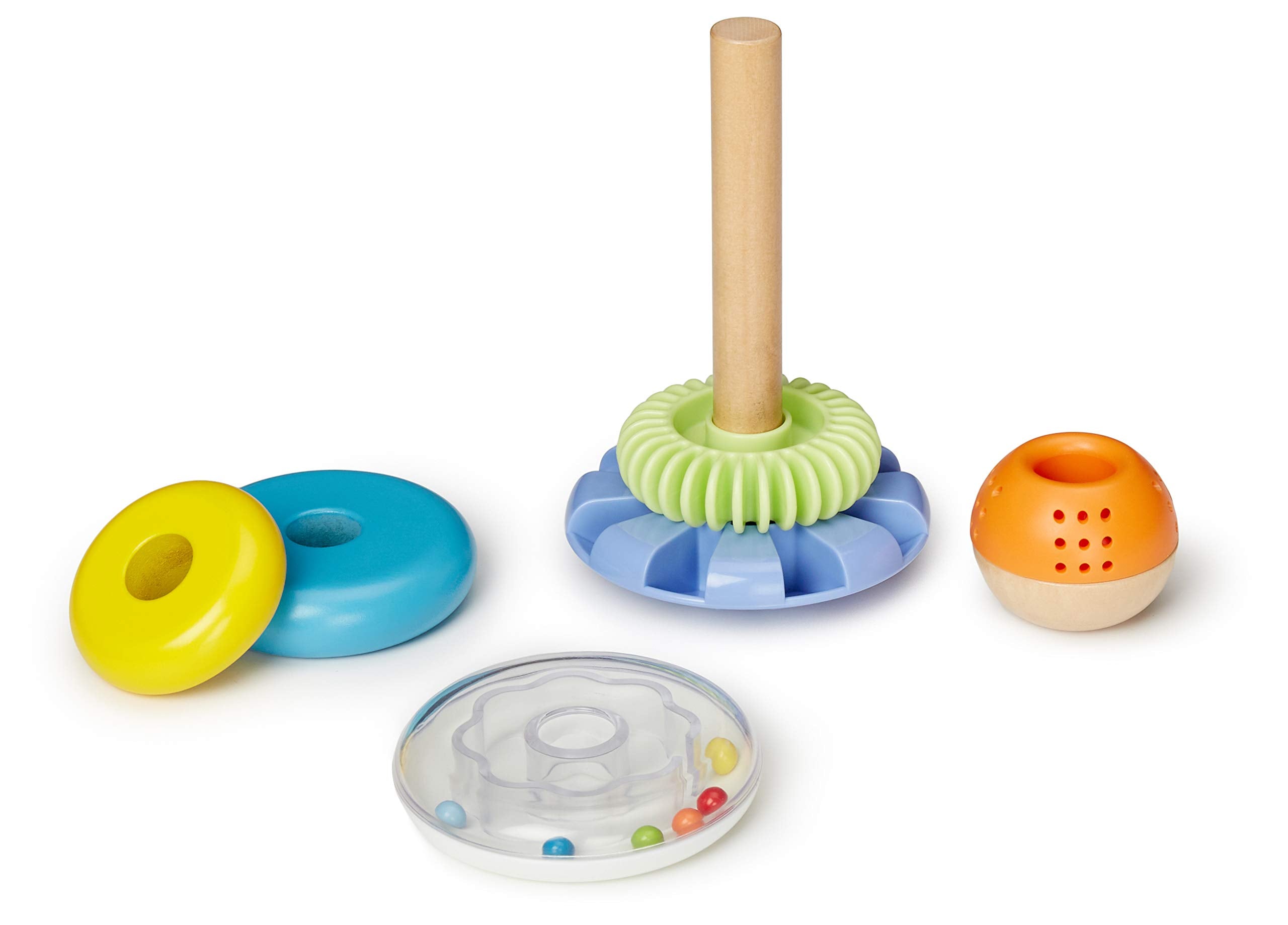 Amazon Basics Shape Sorter and Rainbow Stacker Classic Baby Toy Set | Wood and Plastic Construction | Multicolor 3