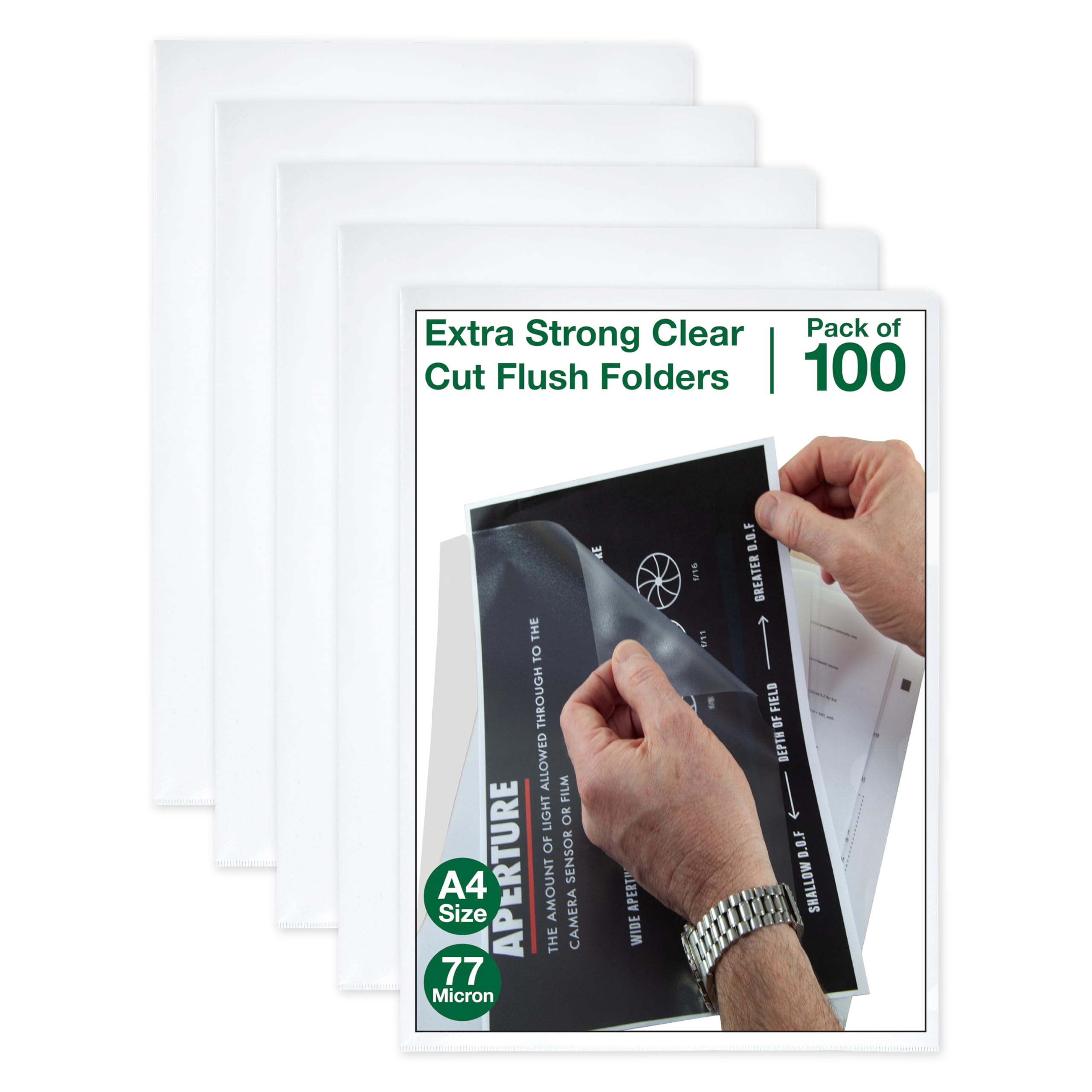 SUMMIT A4 Plastic Wallets - Pack of 100 Strong Cut Flush Folders | Clear Presentation