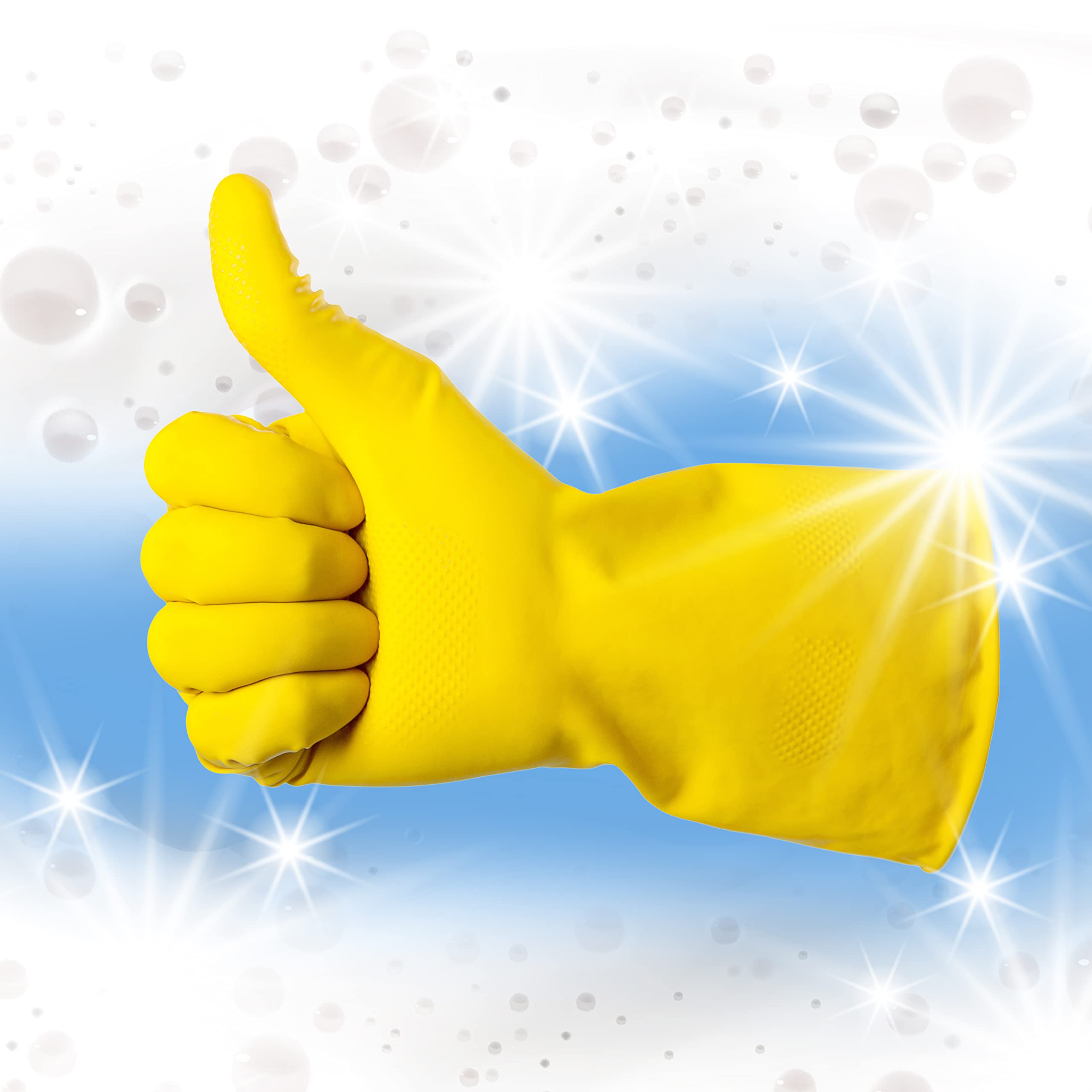 Duzzit Household Cleaning Gloves - 100% Latex, Comfort Fit Lined, Yellow | Size Small | Pack of 2 4