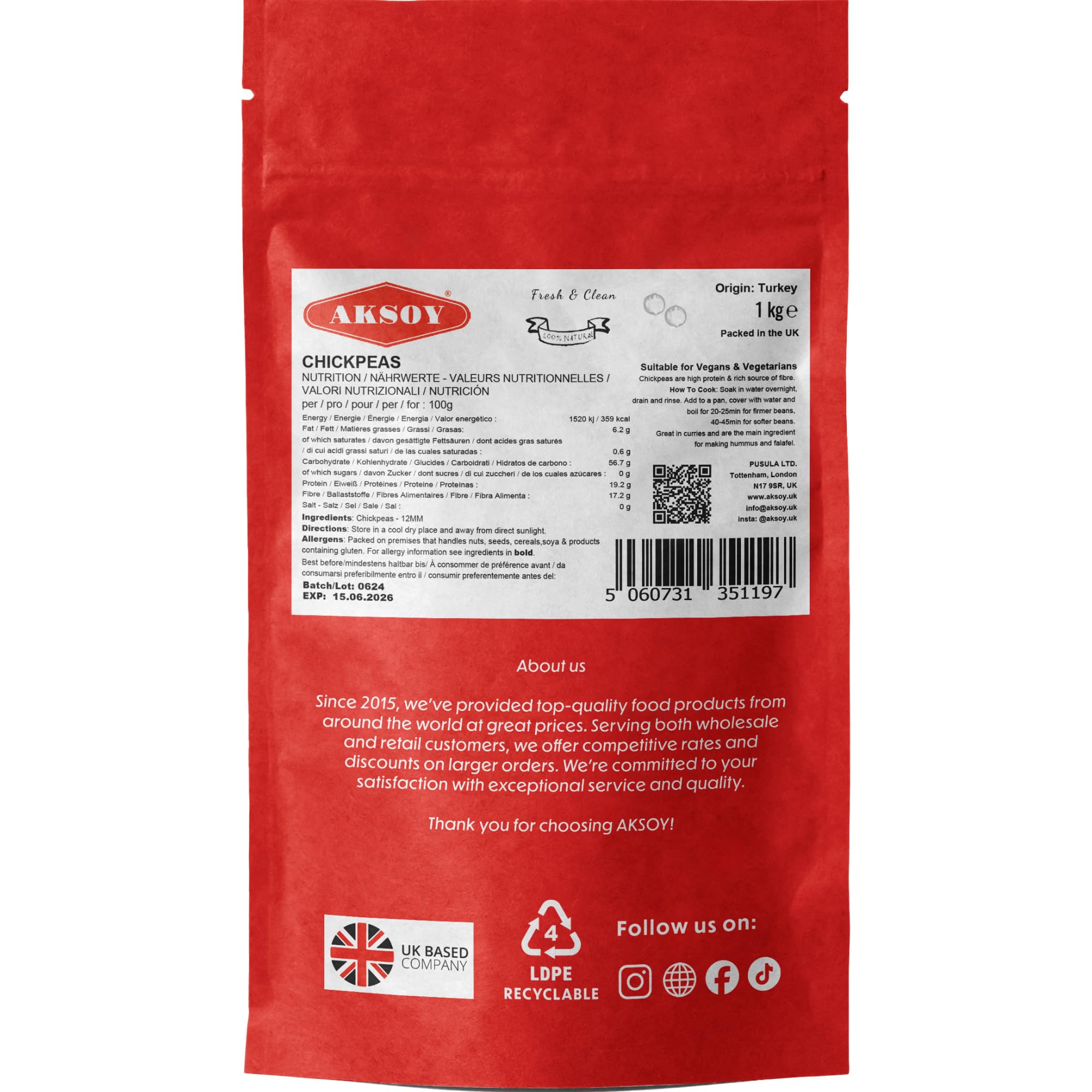 Aksoy - Premium Trockenkichererbsen XL Größe (12mm) 1KG 9