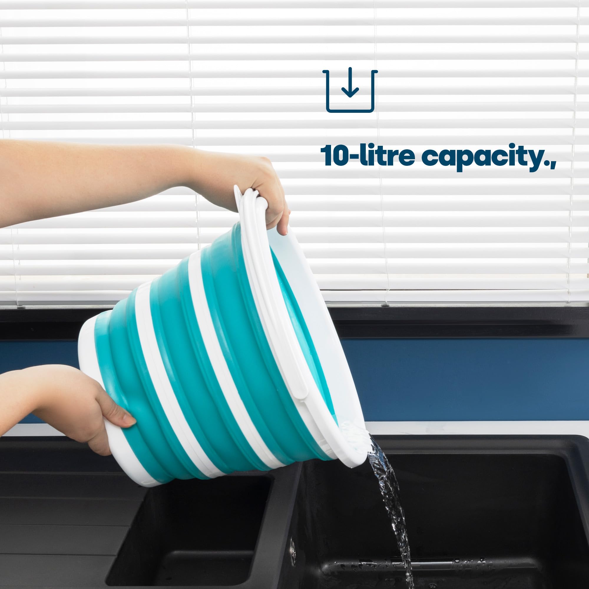 LIVIVO Collapsible Bucket - 10L Capacity, Space-Saving Folding Design | Sturdy Silicone & Plastic 4