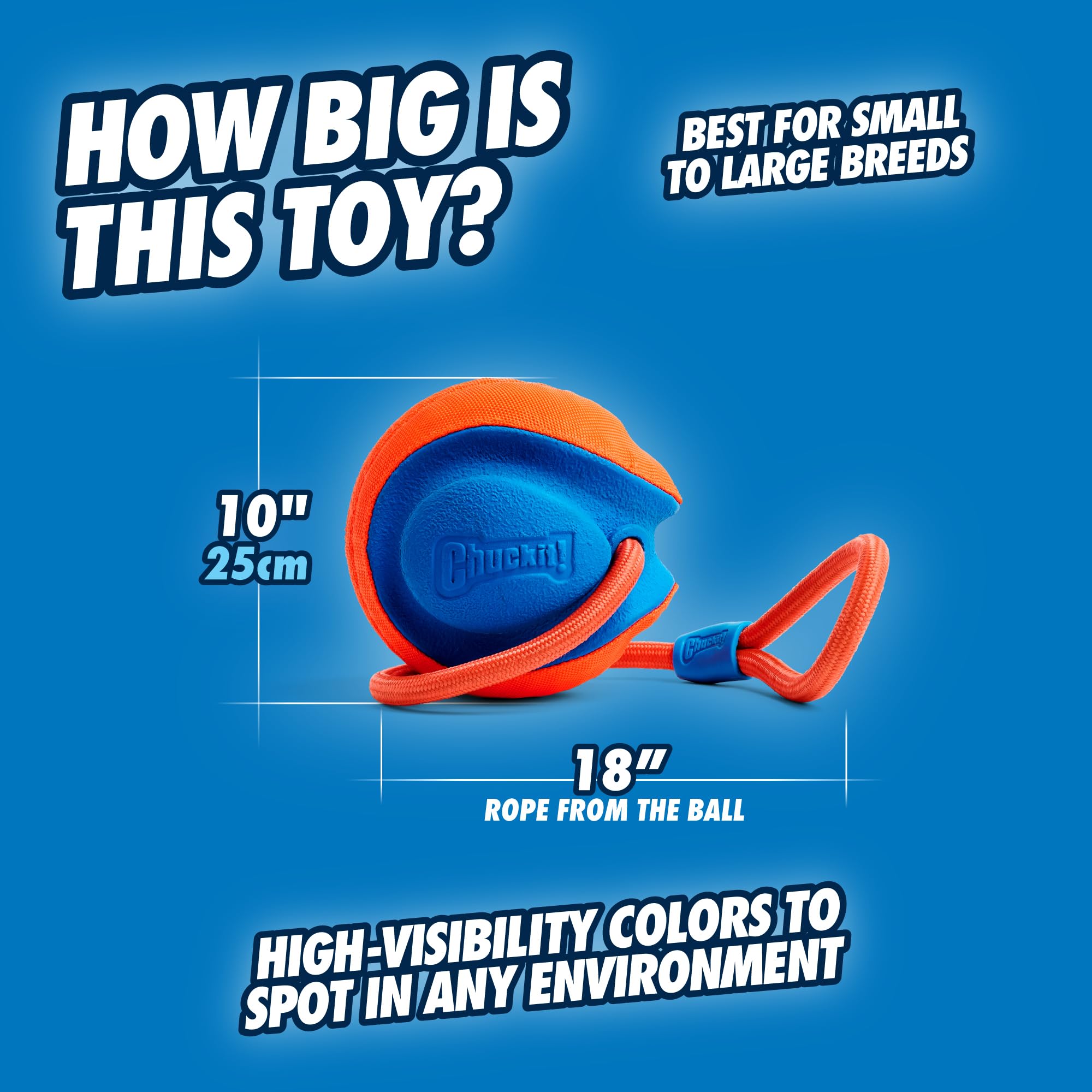 Chuckit! Rope Fetch Dog Toy - 3-in-1 Play: Kick, Tug, Throw | Durable Polyester 3