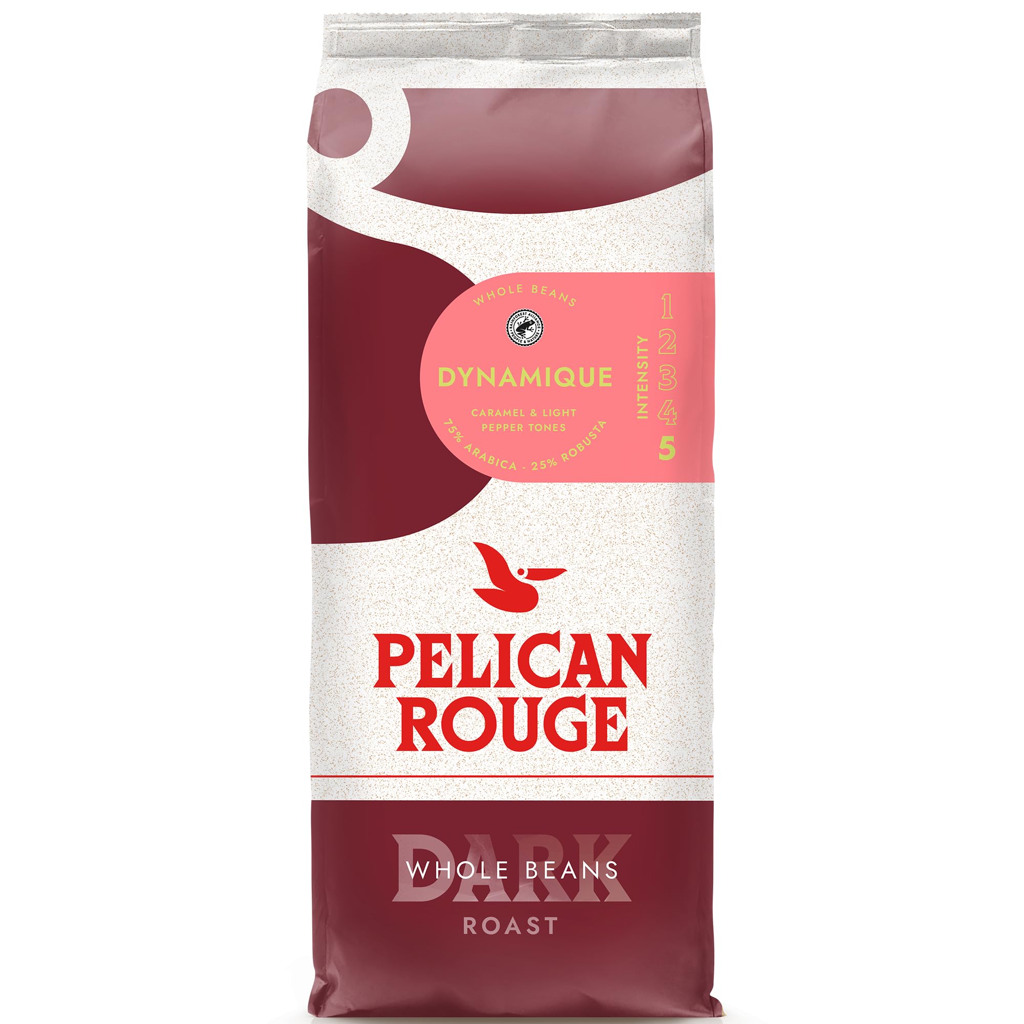 Pelican Rouge DYNAMIQUE Ganze dunkel geröstete Kaffeebohnen | 75 % Arabica | Rainforest Alliance-zertifiziert
