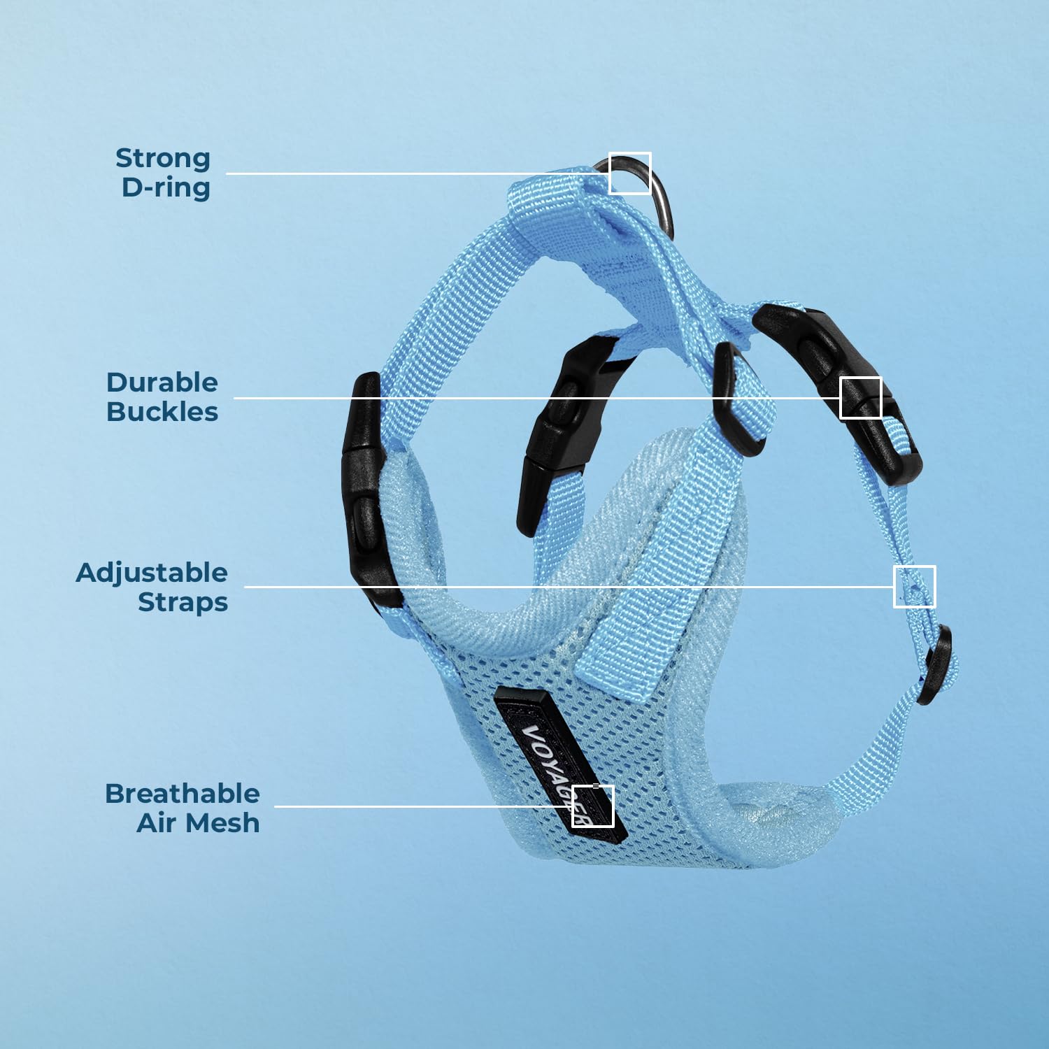 Best Pet Supplies Voyager Step-in Lock Pet Harness - All Weather Mesh, Adjustable, Baby Blue, Size M 4
