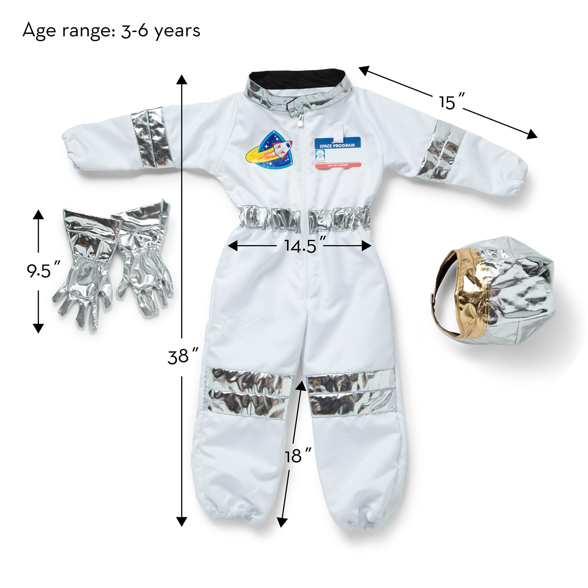 Melissa & Doug Astronaut Role-Play Costume Set - Ages 3-6 | Machine Washable | 4 Pieces 4