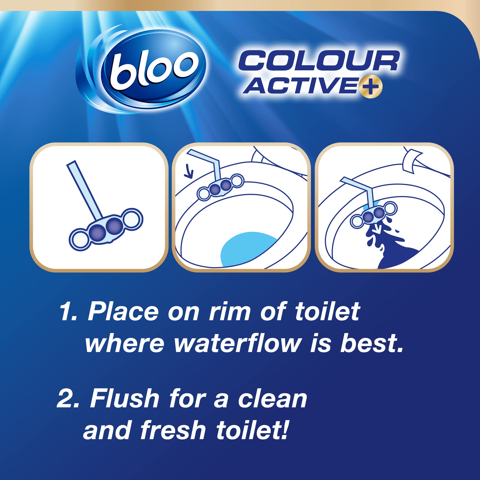Bloo Colour Active Toilet Rim Block - Bleach Scent, 4-Function Formula | 150g (Pack of 3) 4