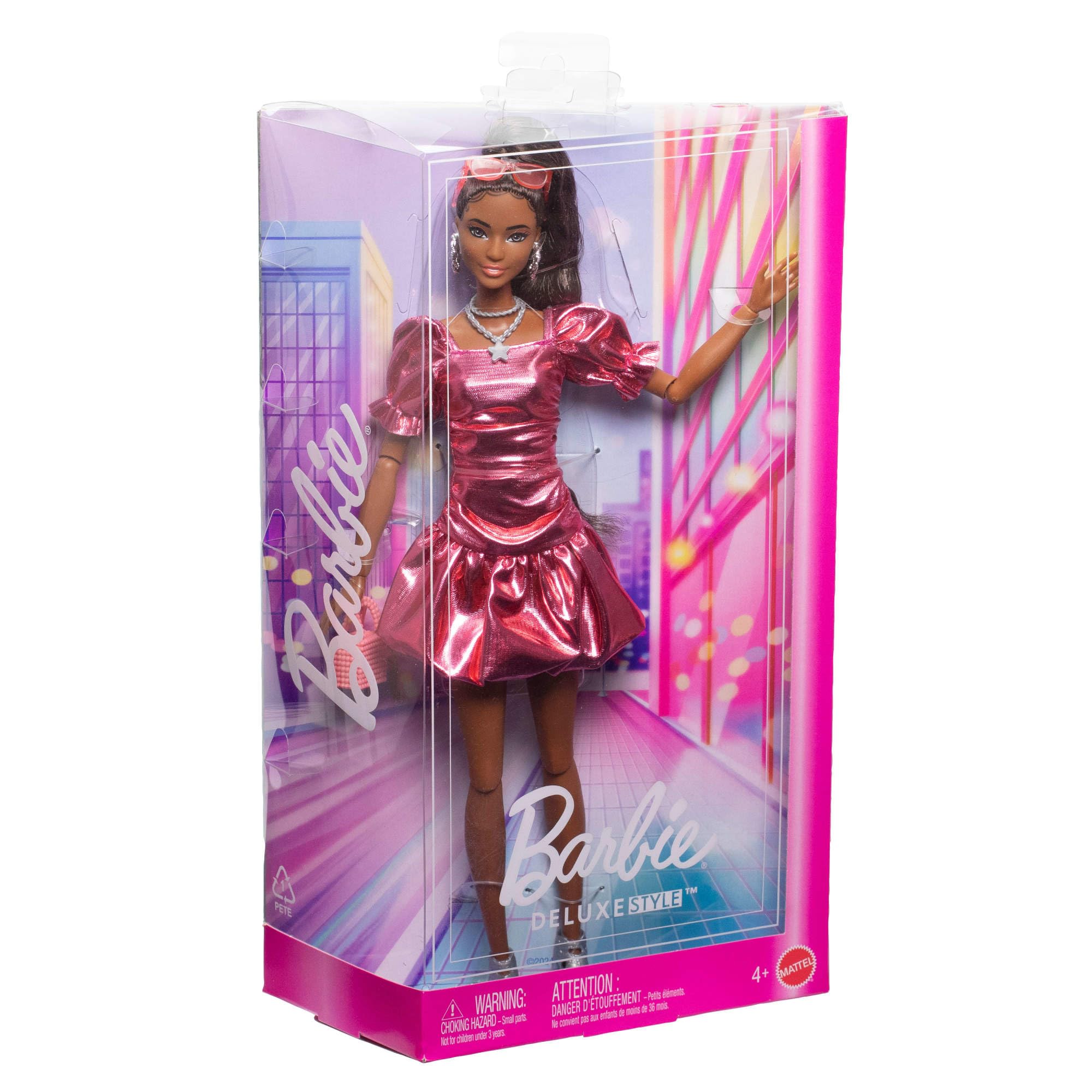 Barbie Deluxe Style Doll #6 - Metallic Coral Pink Dress | 12 Inches | Ages 4+ 5