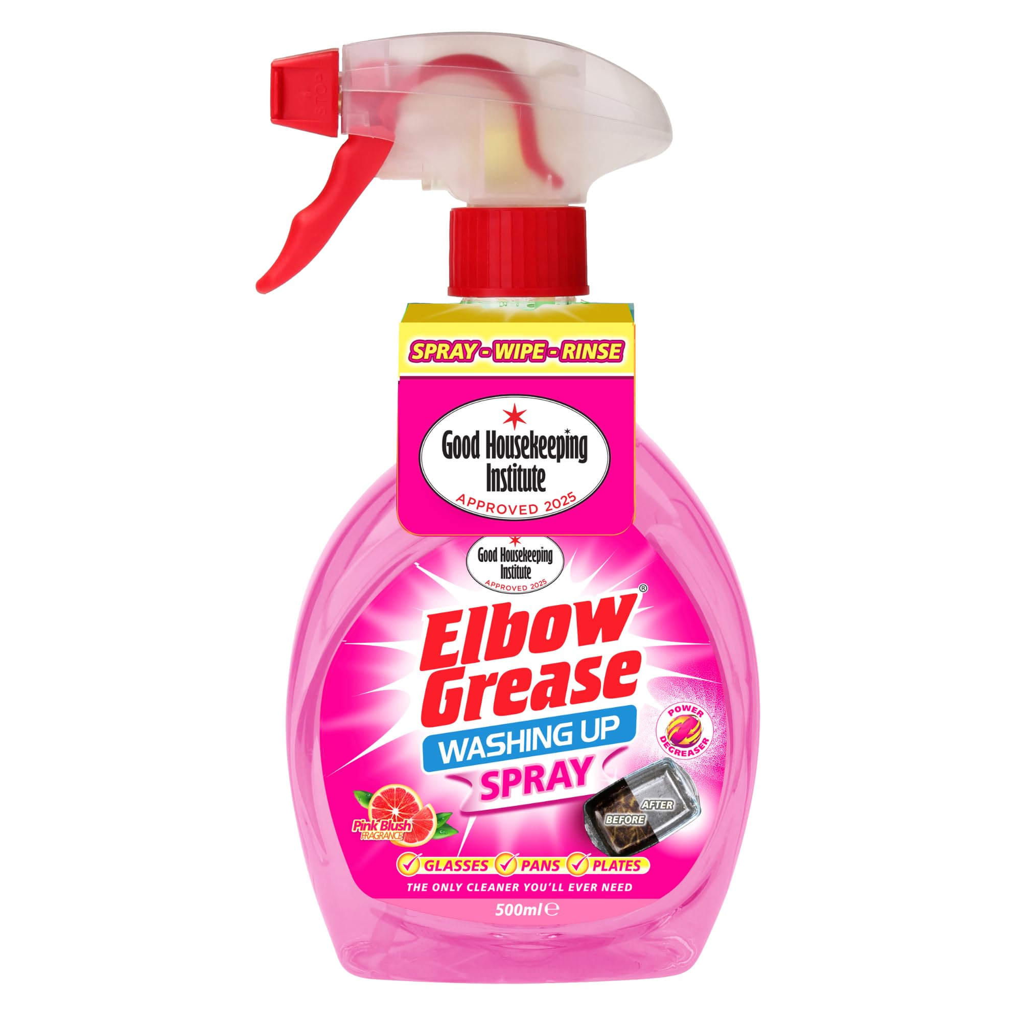 Elbow Grease Washing Up Spray - Fast-Acting Degreaser | 500ml Pink Grapefruit