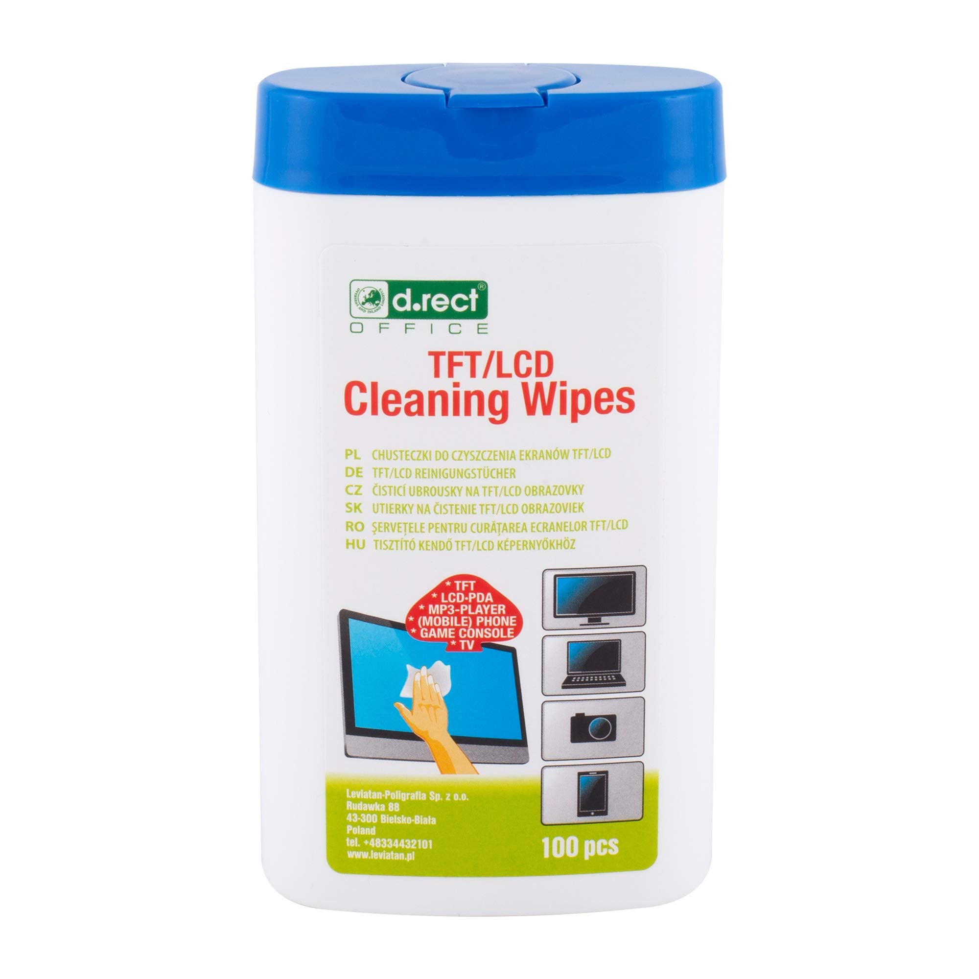 D.RECT Cleaning Wipes for TFT/LCD Screens, Laptops, Tablets - 100 Count Dispenser 1