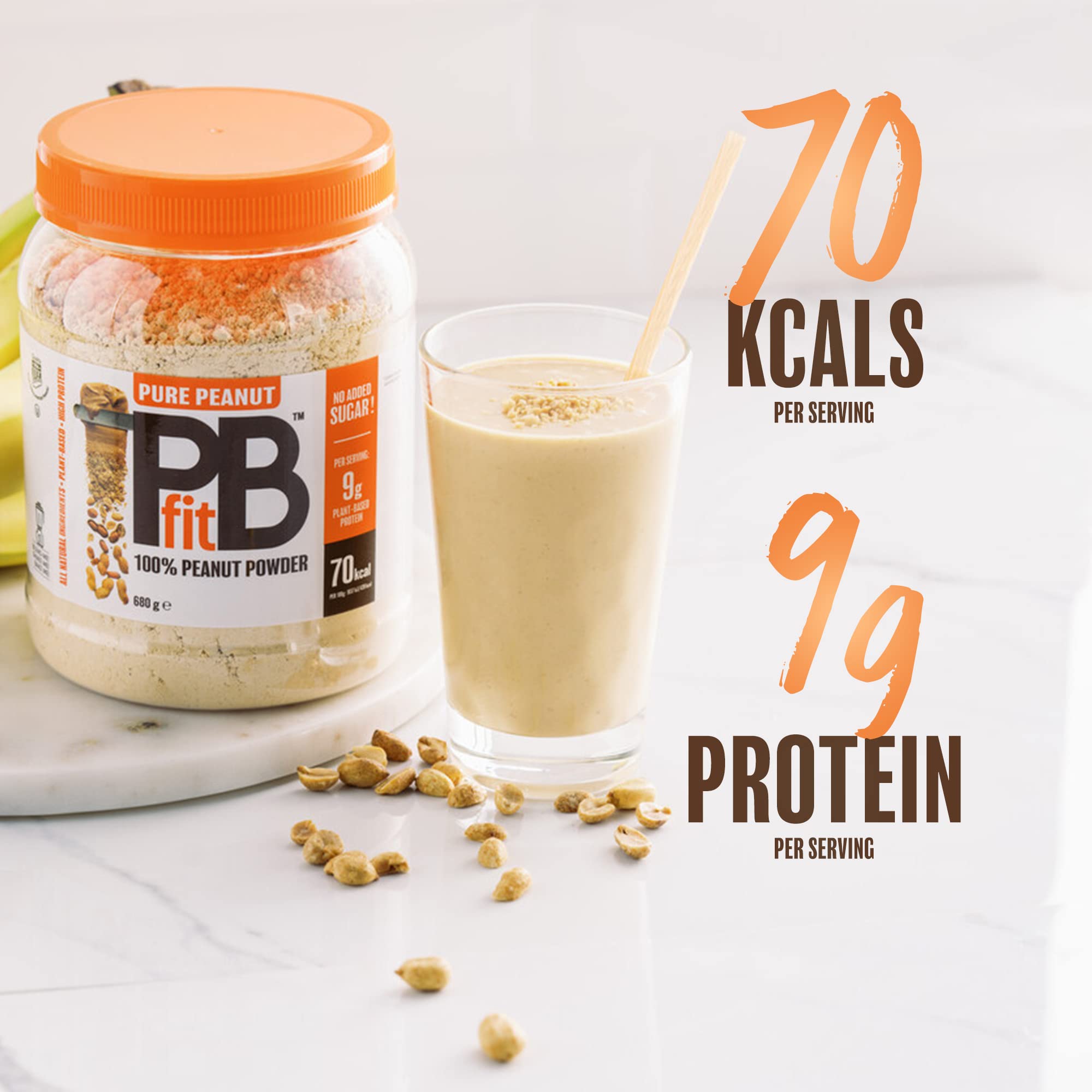 PBfit Pure Erdnusspulver – Ohne Zuckerzusatz, 9 g pflanzliches Protein, 82 % weniger Fett