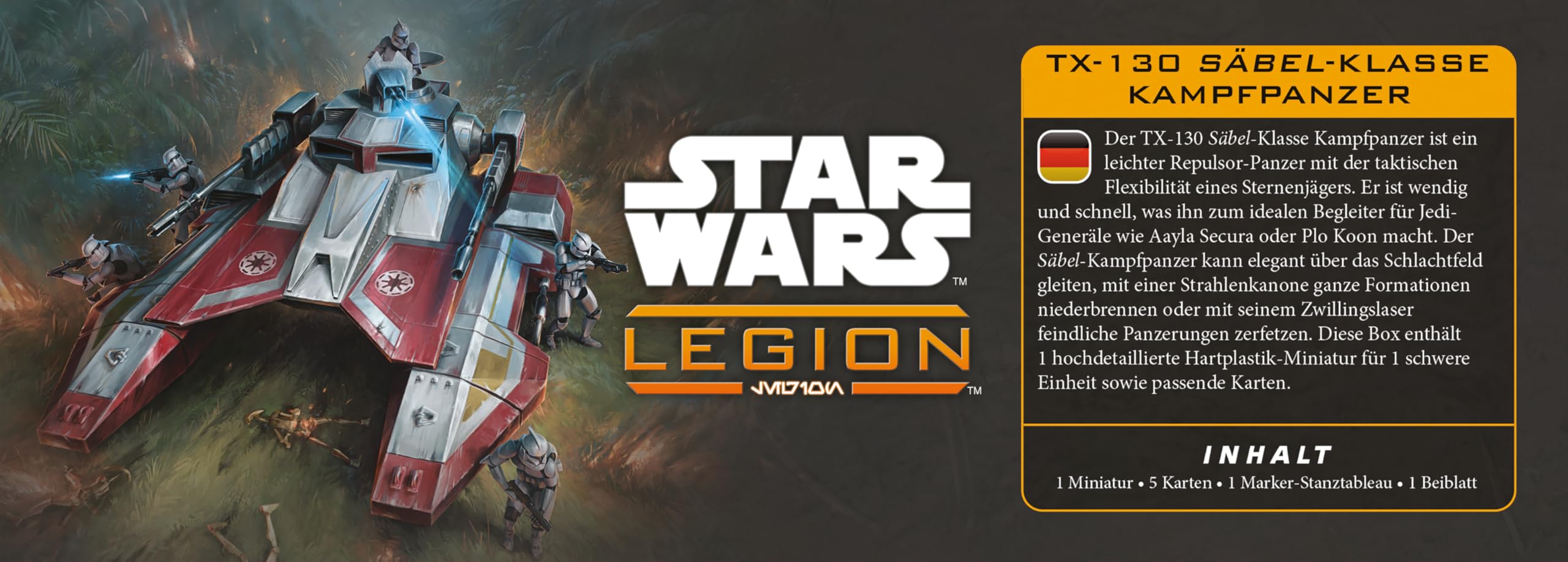 Asmodee Star Wars Legion - TX-130 Saber Tank Miniatures Tabletop Game Expansion | 1 Miniature