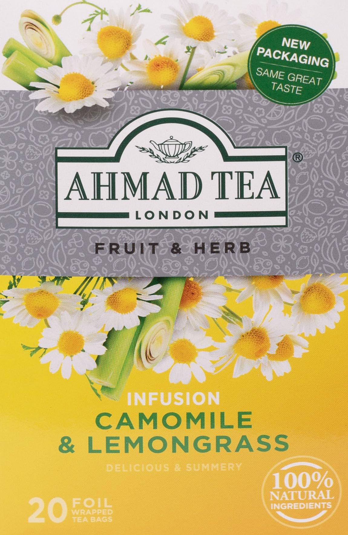 Ahmad Tea Camomile & Lemongrass Herbal Infusion Tea - 20 Teabag Sachets