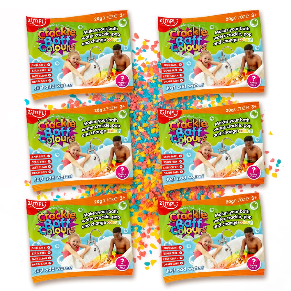 ZIMPLI Crackle Baff Bath Toy - 6 Pack Value Set | Makes Water Crackle, Pop & Change Color