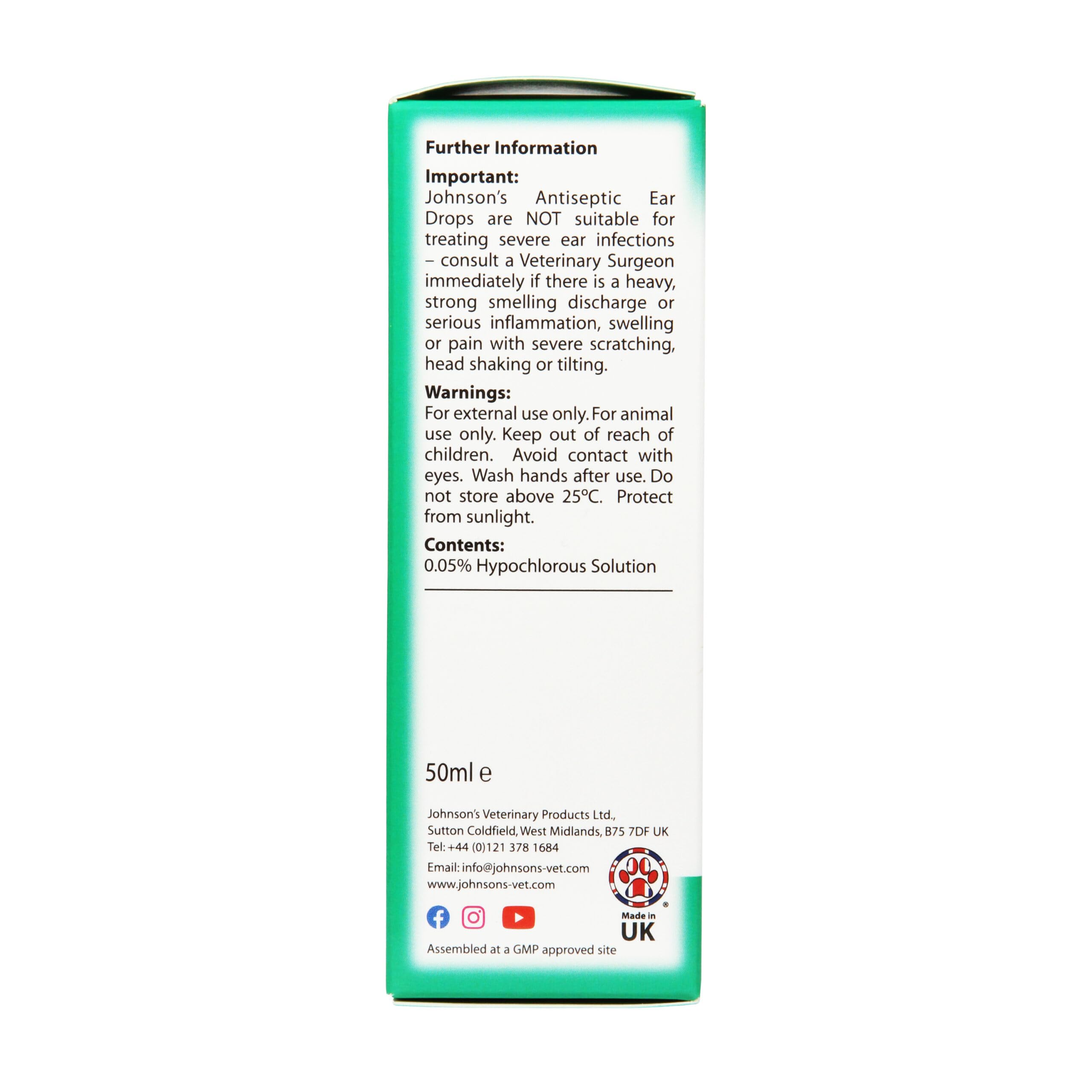 WUNDAPETS Johnson's Veterinary Antiseptic Ear Drops for Dogs, Cats & Small Pets, 50ml 5