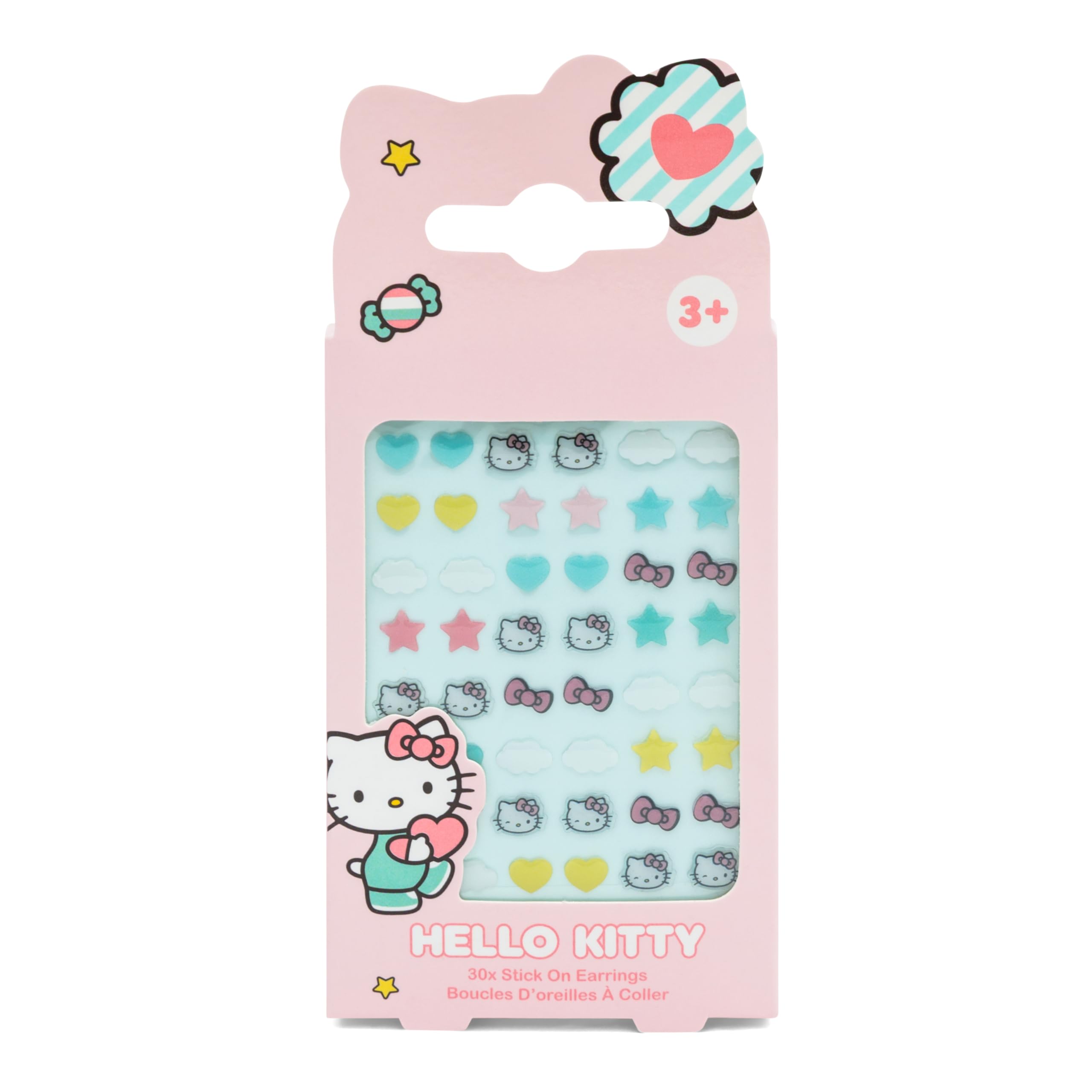 Hello Kitty - Kids Stick-On Earrings Non-Piercing Adhesive Earrings for Children