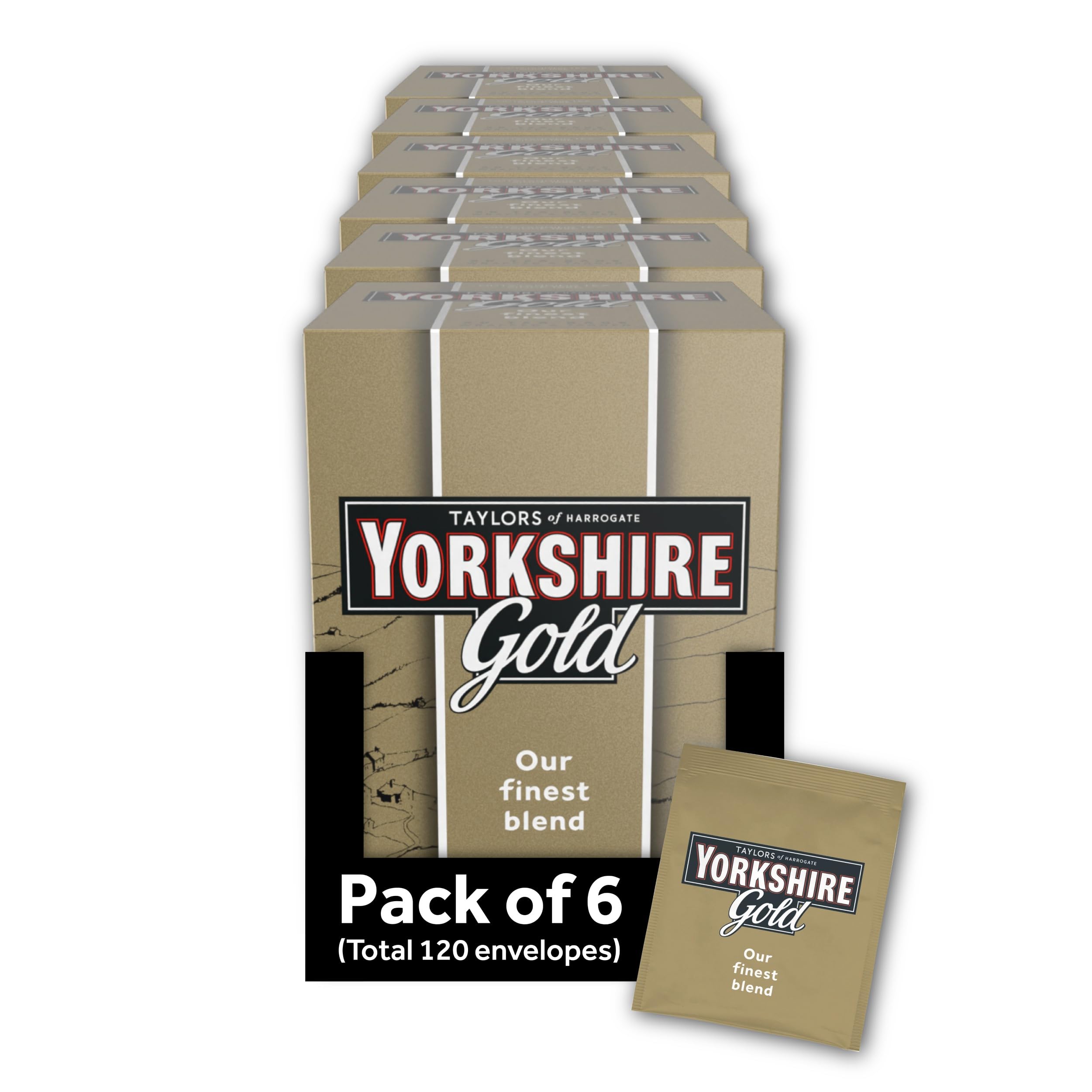 Yorkshire Tea Gold Black Tea Bags - 120 Count (6 Boxes of 20) | Rainforest Alliance Certified