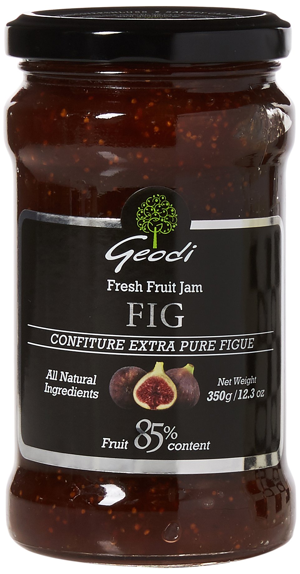 Geodi Pure Extra Fig Jam - 85% Fruit, 350g Jars (Pack of 2) 1
