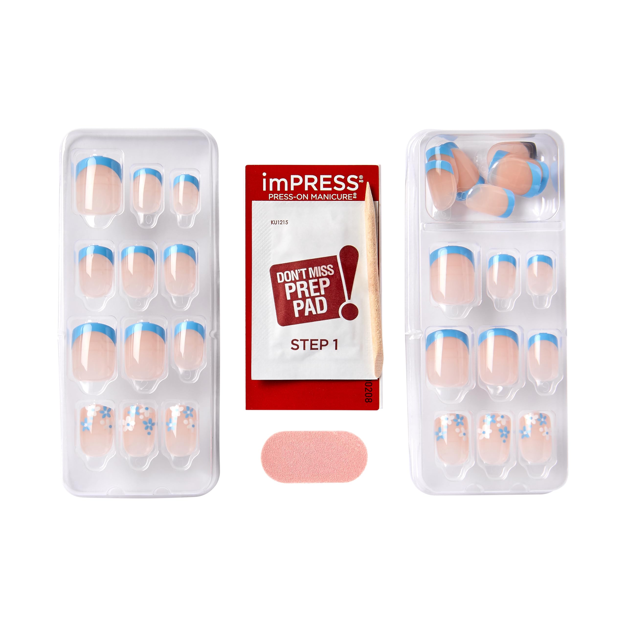 imPRESS Modern French Press-On Nails - Blue Tips, Short Square, No Glue Needed 7
