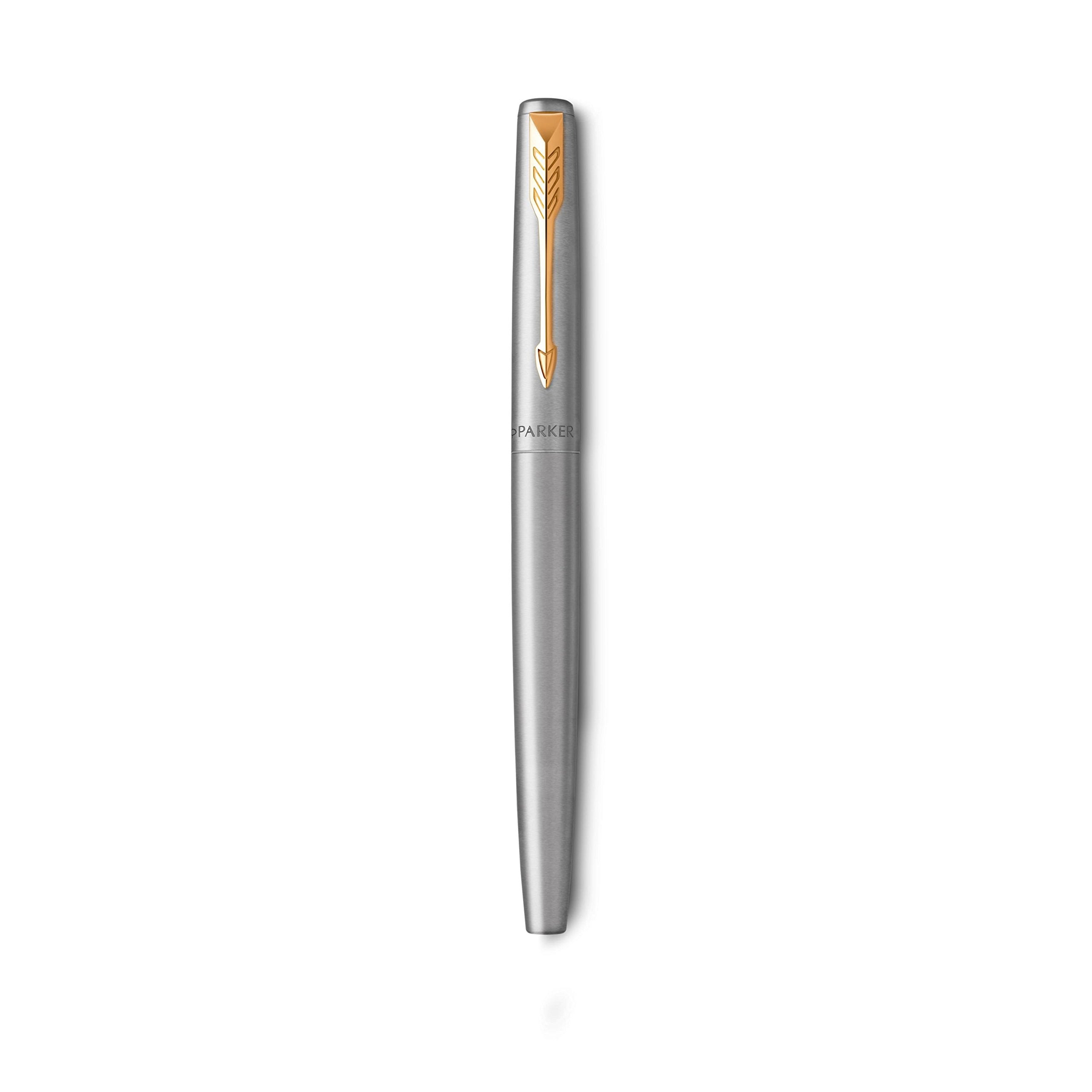 Parker Jotter Fountain Pen | Stainless Steel with Gold Trim | Medium Nib Bl 3