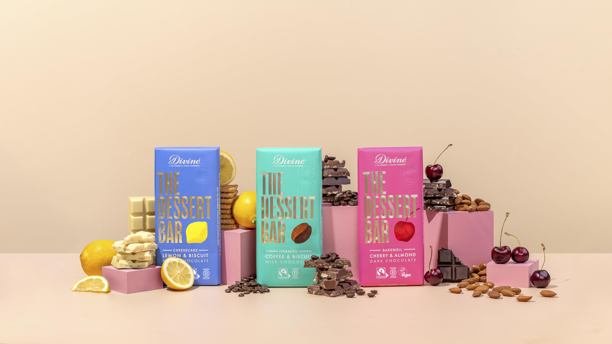 Divine Dark Chocolate Bakewell Bar with Cherry & Almond 60% Cocoa 180g 5