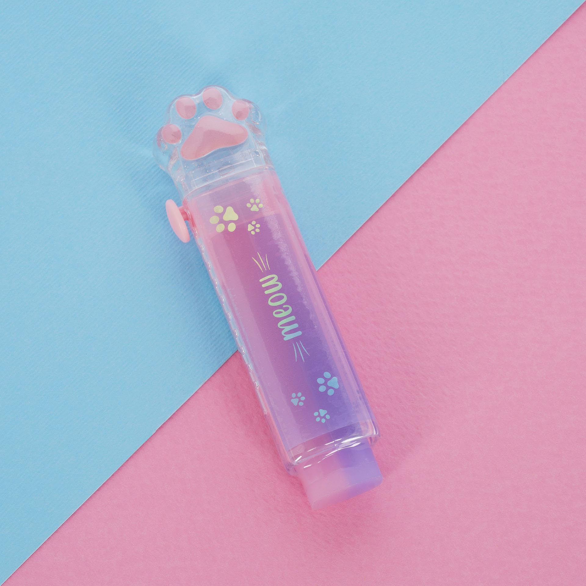 LEGAMI Meow Retractable Pencil Eraser - Cat Paw Shaped, Pink, PVC Rubber