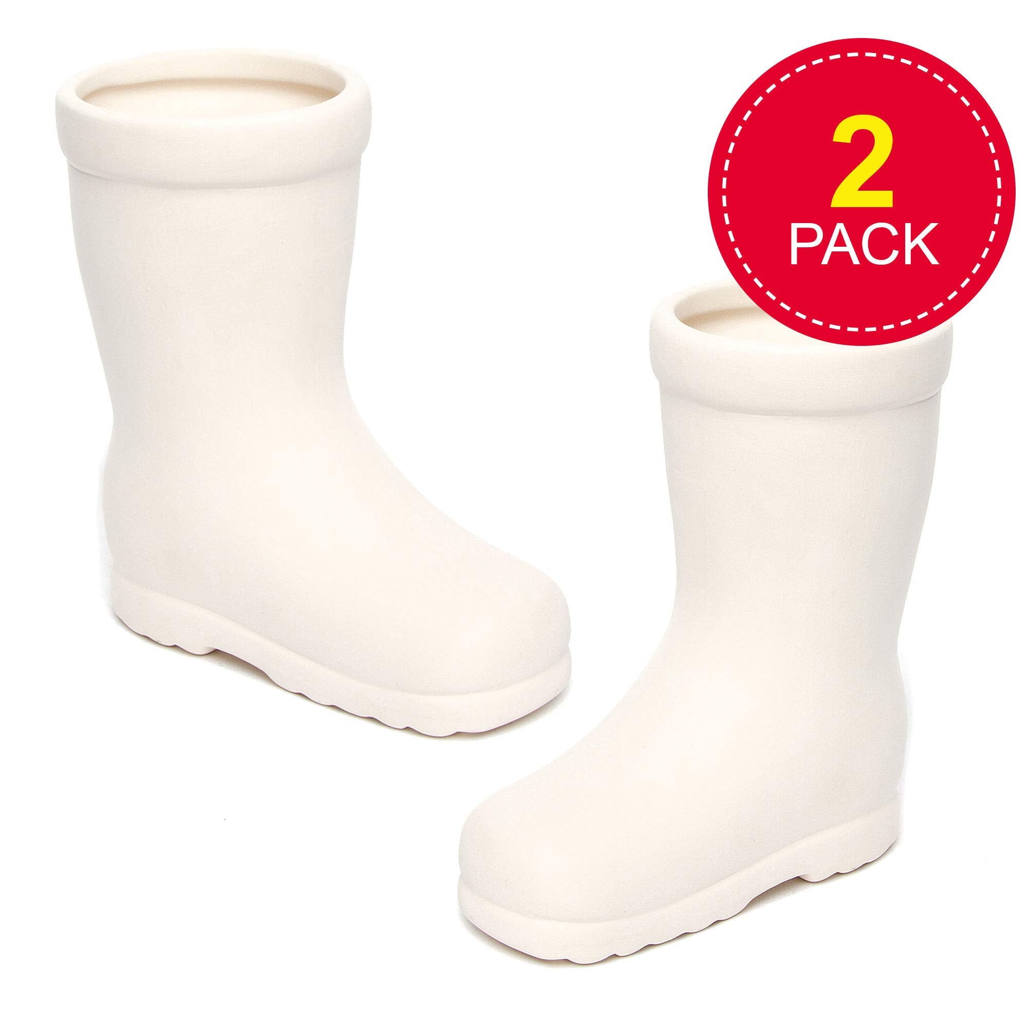 Baker Ross Wellington Boot Ceramic Flowerpots for Kids Crafting, Pack of 2 | Ready to Paint 3