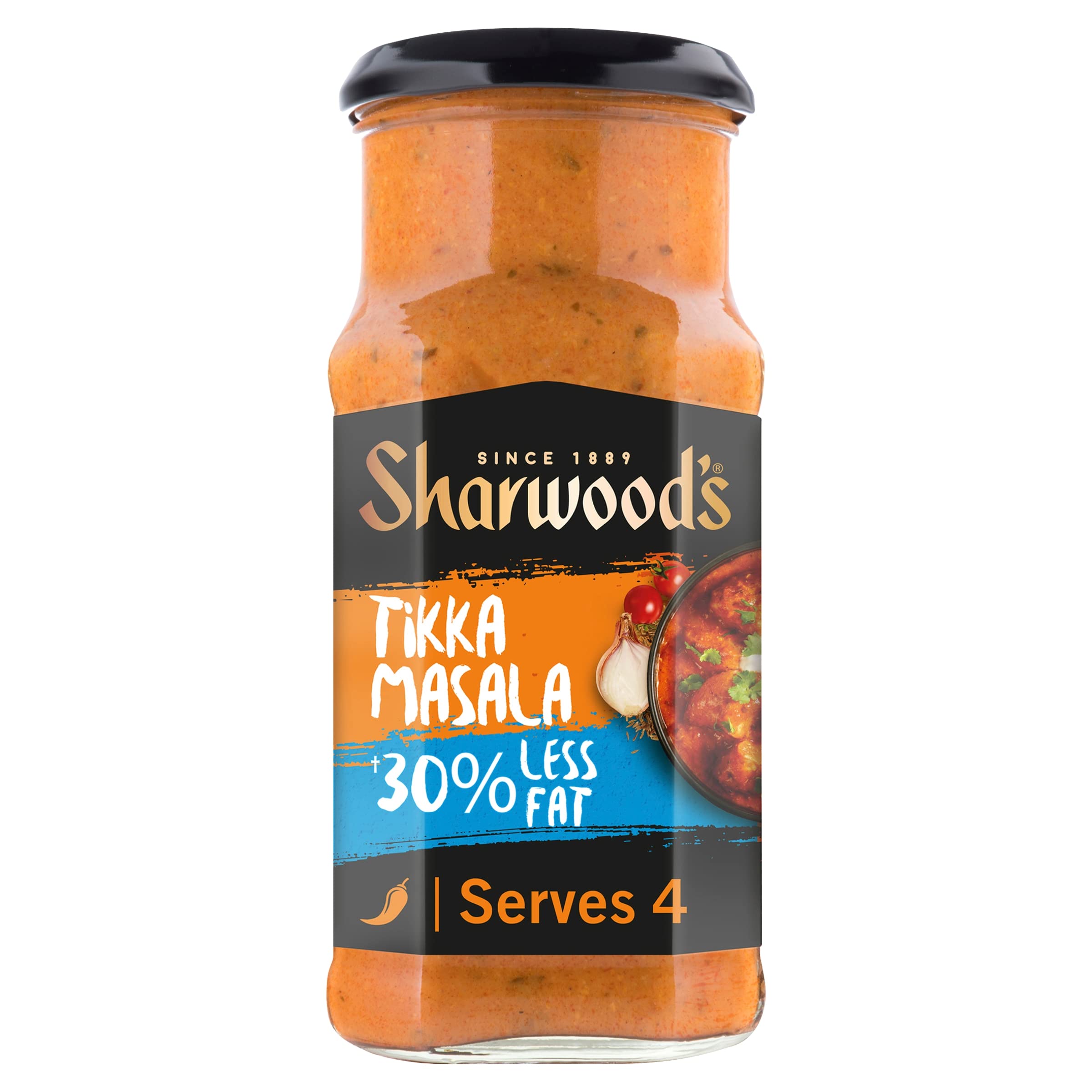 Sharwoods indische Tikka Masala Sauce – 30 % weniger Fett, Tomaten, Joghurt und Sahne