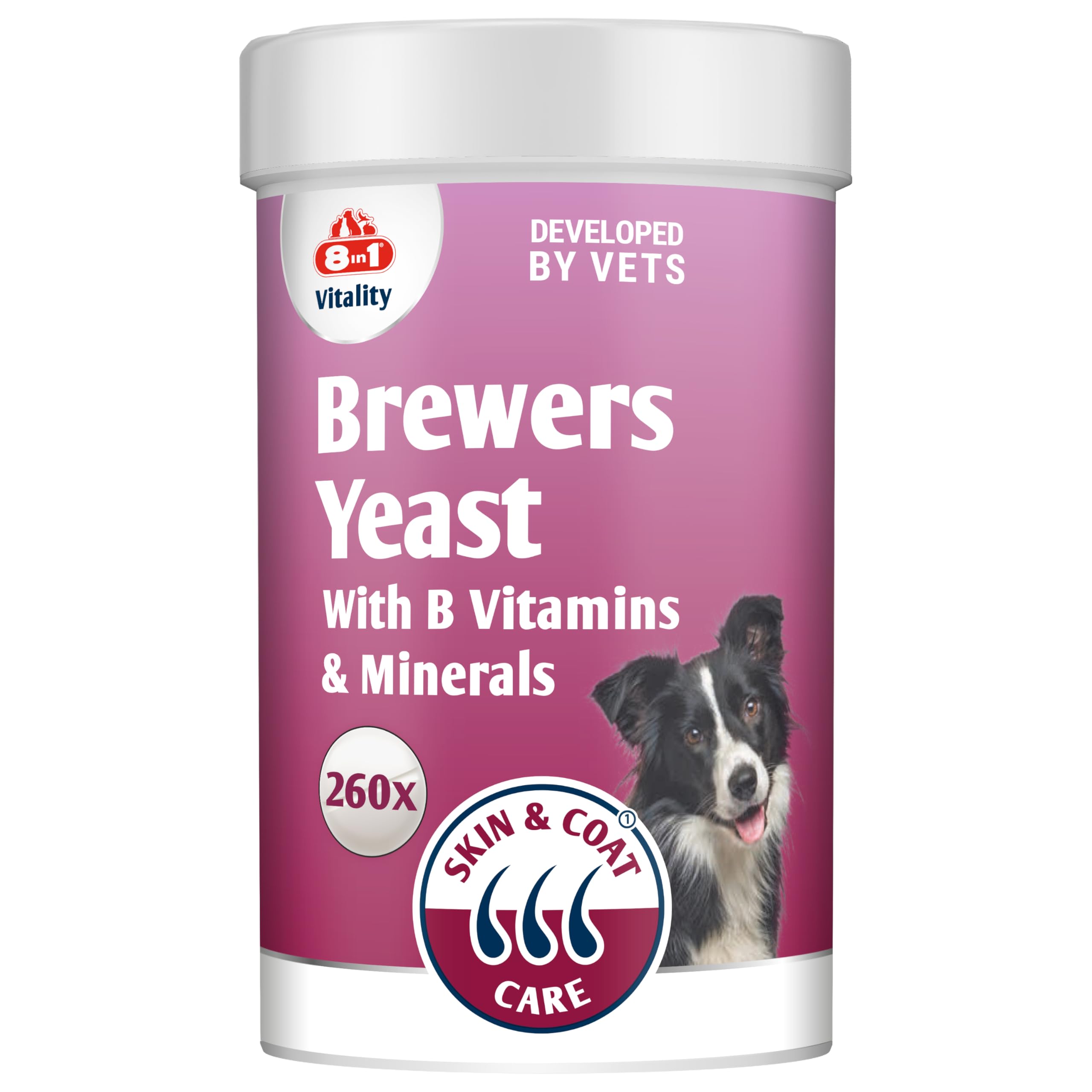 8in1 Brewer's Yeast Dog Supplement for Skin & Coat Care | 260 Tablets | B-Vitamins & Omega-3