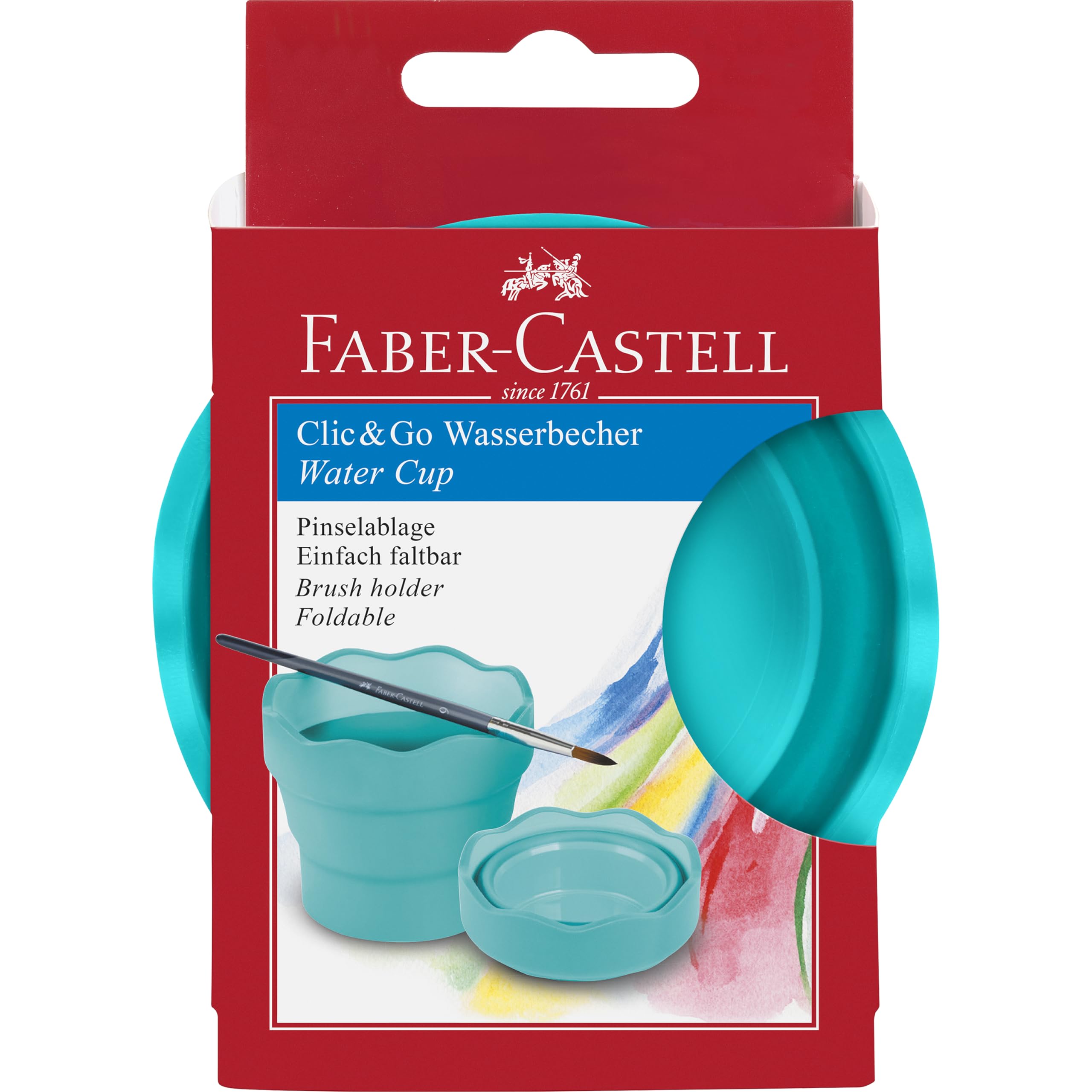 Faber-Castell Clic&Go Water Cup - Practical Folding Design | Turquoise | Plastic
