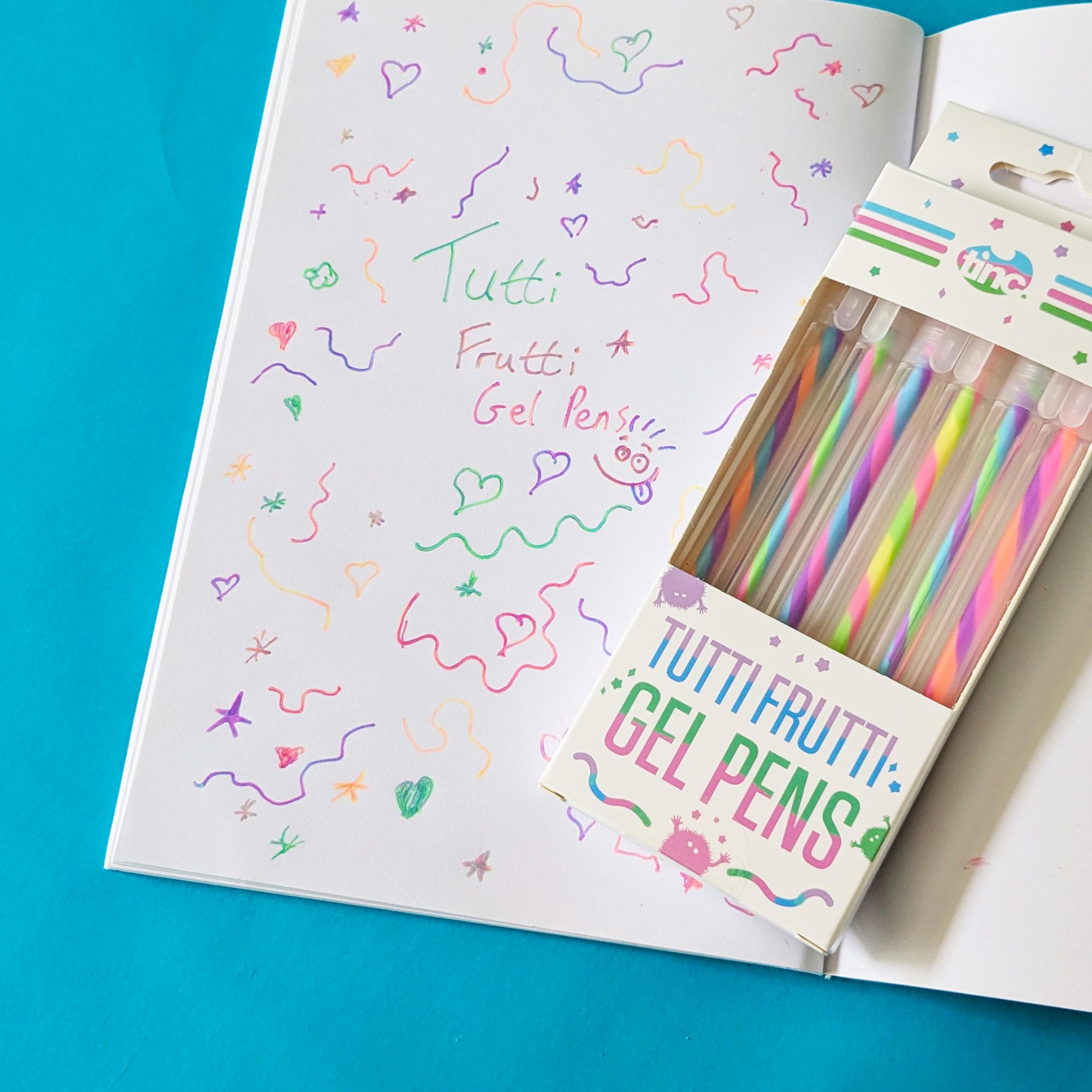 Tinc Tutti Frutti Gel Pens - Set of 6 with Rainbow Changing Ink | 0.7mm Medium Point | Multicolor