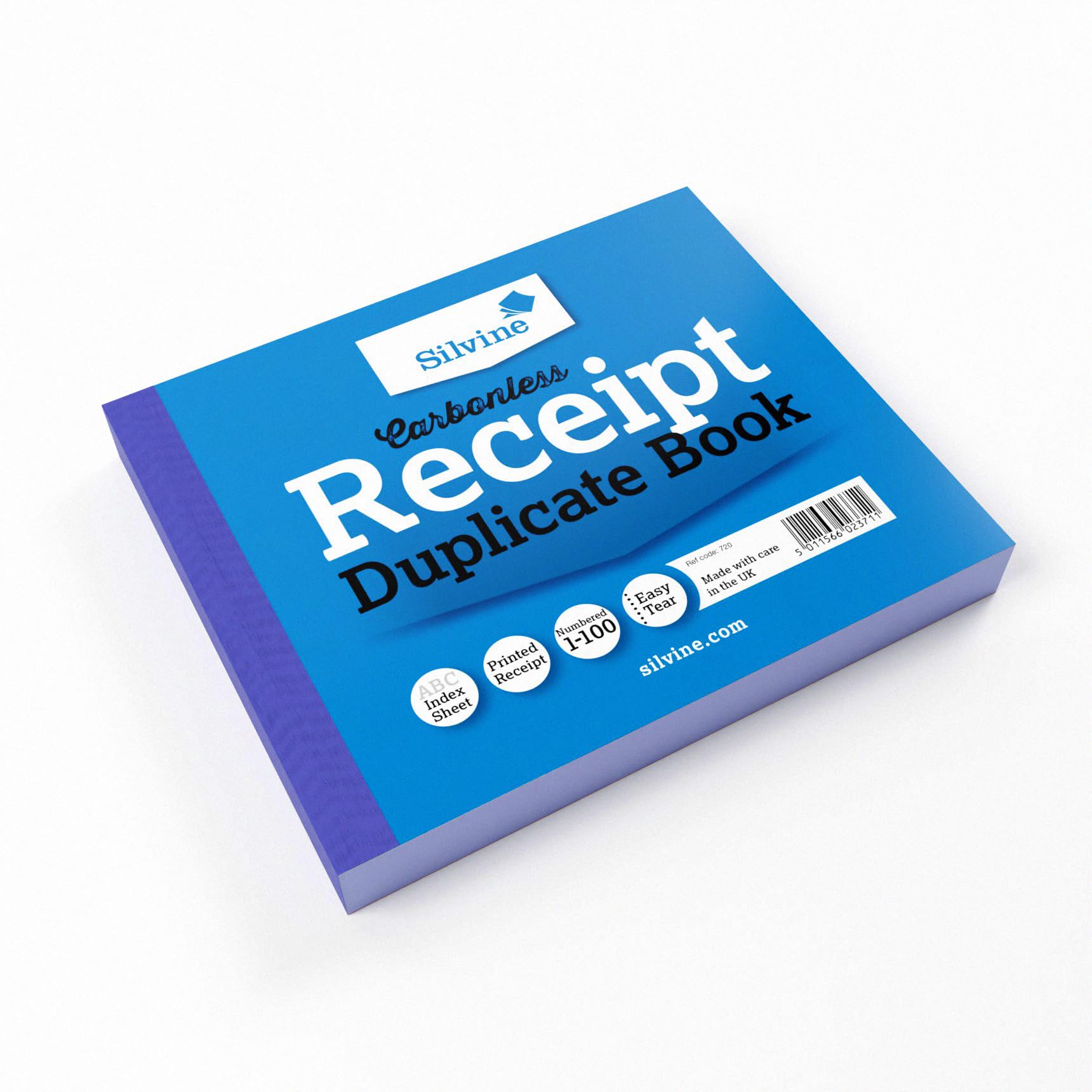 Silvine Carbonless Duplicate Receipt Book - Numbered 1-100 with Index Sheet | 102 x 127mm