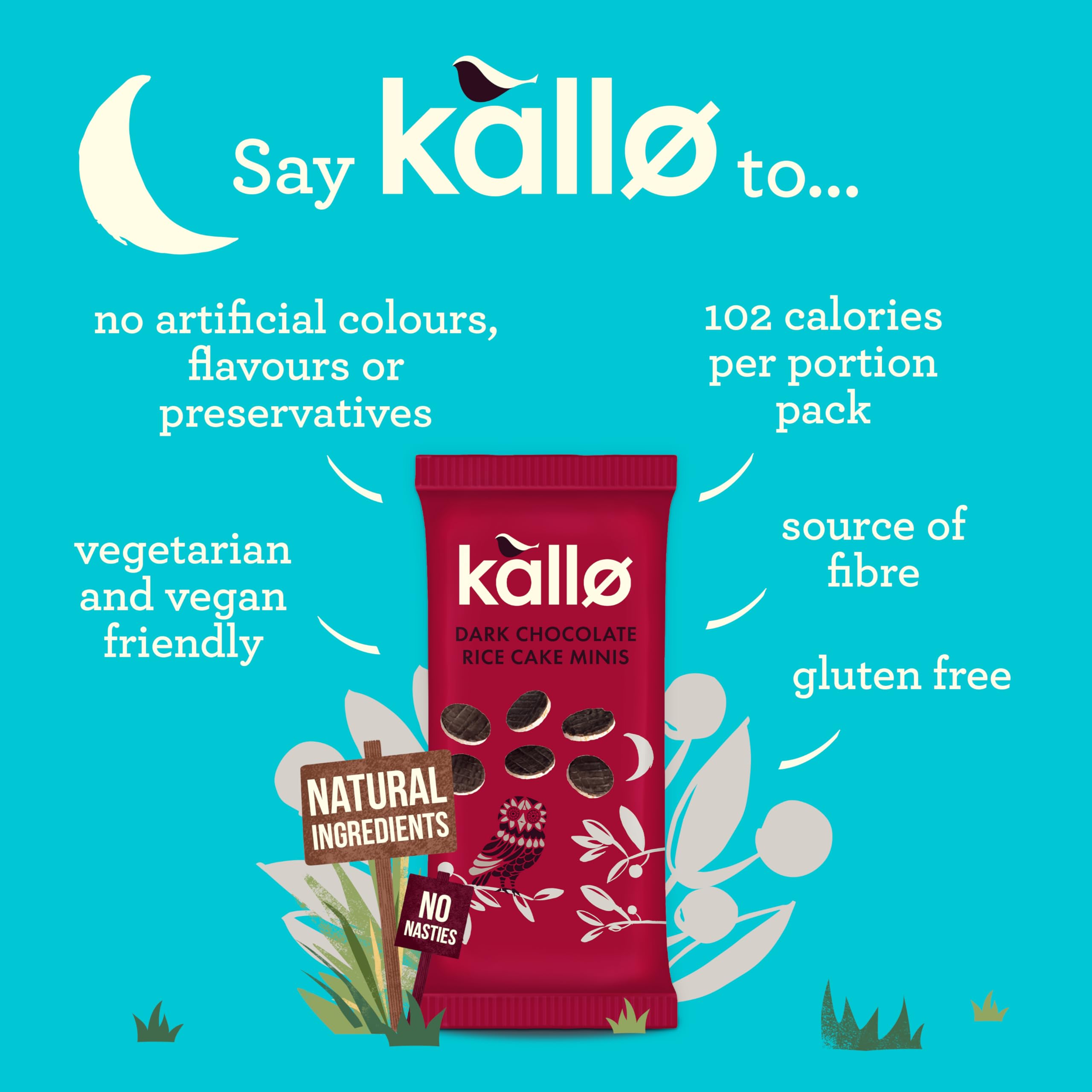 Kallo Dark Chocolate Mini Rice Cakes - Gluten Free, Vegetarian | 9 x 84g Packs