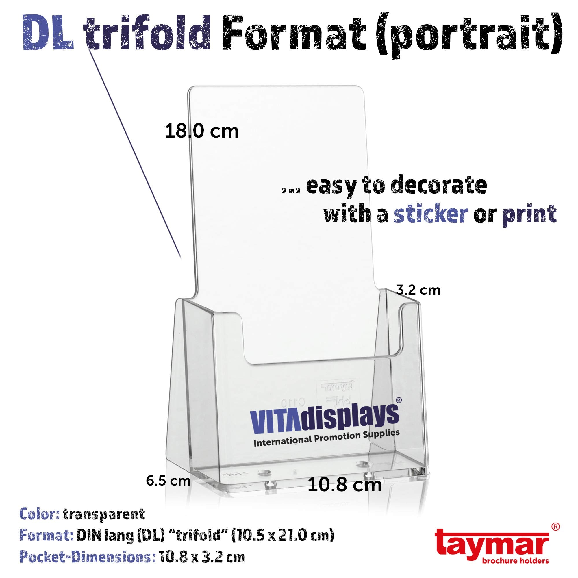 Taymar Flyer Stand - Transparent Polystyrene for DIN Lang (DL) Brochures | 1 Piece 4