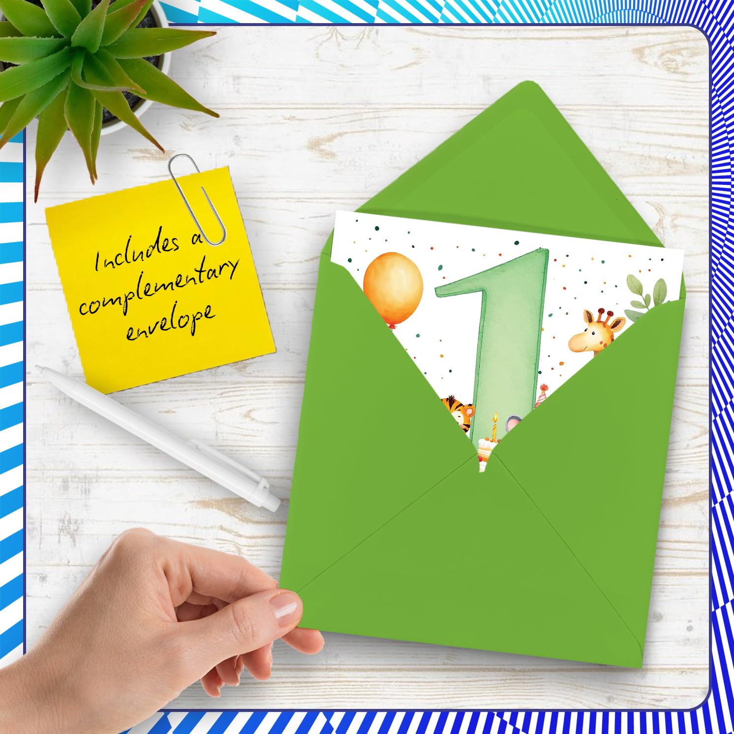 Stuff4 Playful 1st Birthday Card for Grandson | 145mm Square | Recyclable 5