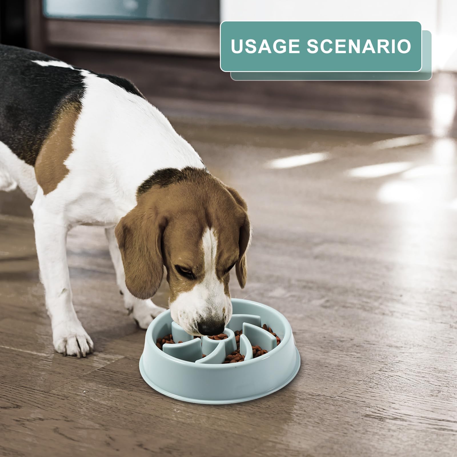 Vinabo Slow Feeder Dog Bowl - Anti Choke & Bloat | Medium, Blue | Holds 4 Cups 5