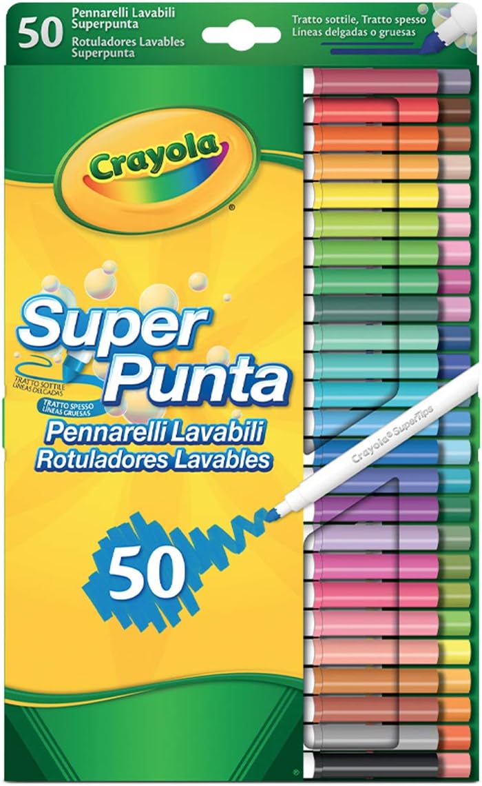 Crayola 50 abwaschbare Super Tip Marker – Kunst &amp; Handwerk für Kinder ab 3 Jahren