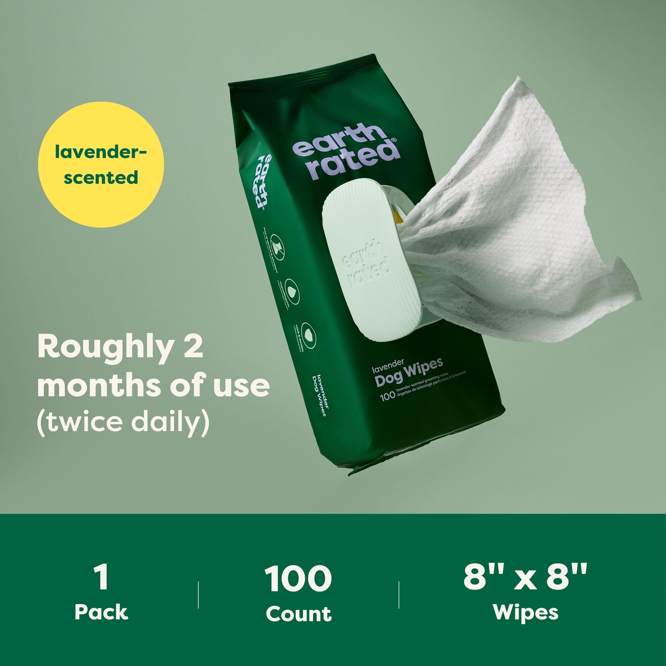 Earth Rated Dog Wipes - Hypoallergenic & Lavender Scented | 100 Count | 98% Biobased 7