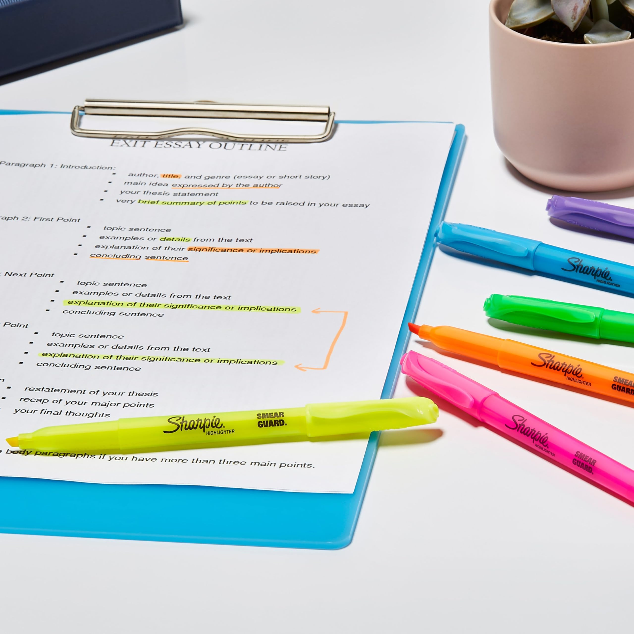 Sharpie Pocket Highlighters - Chisel Tip | 12 Pack Assorted Fluorescent Ink Colours 6
