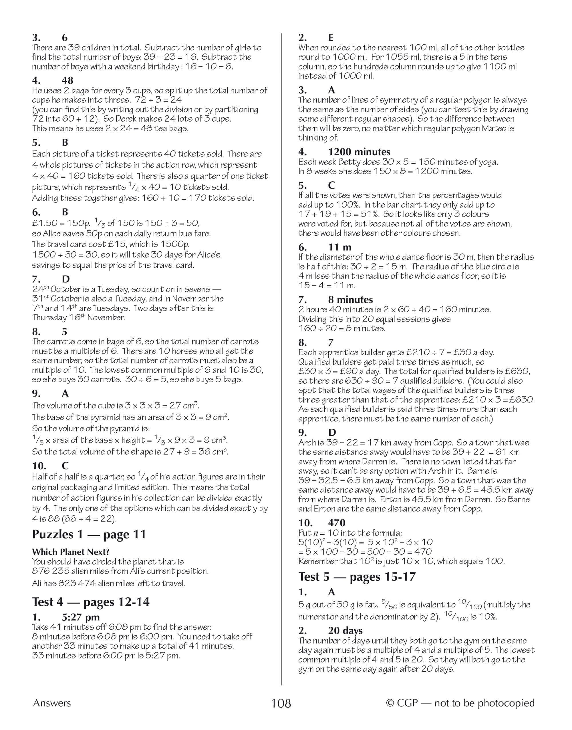 CGP 11+ GL 10-Minute Tests: Maths Word Problems for Ages 10-11 (2022 Tests) | Paperback 6