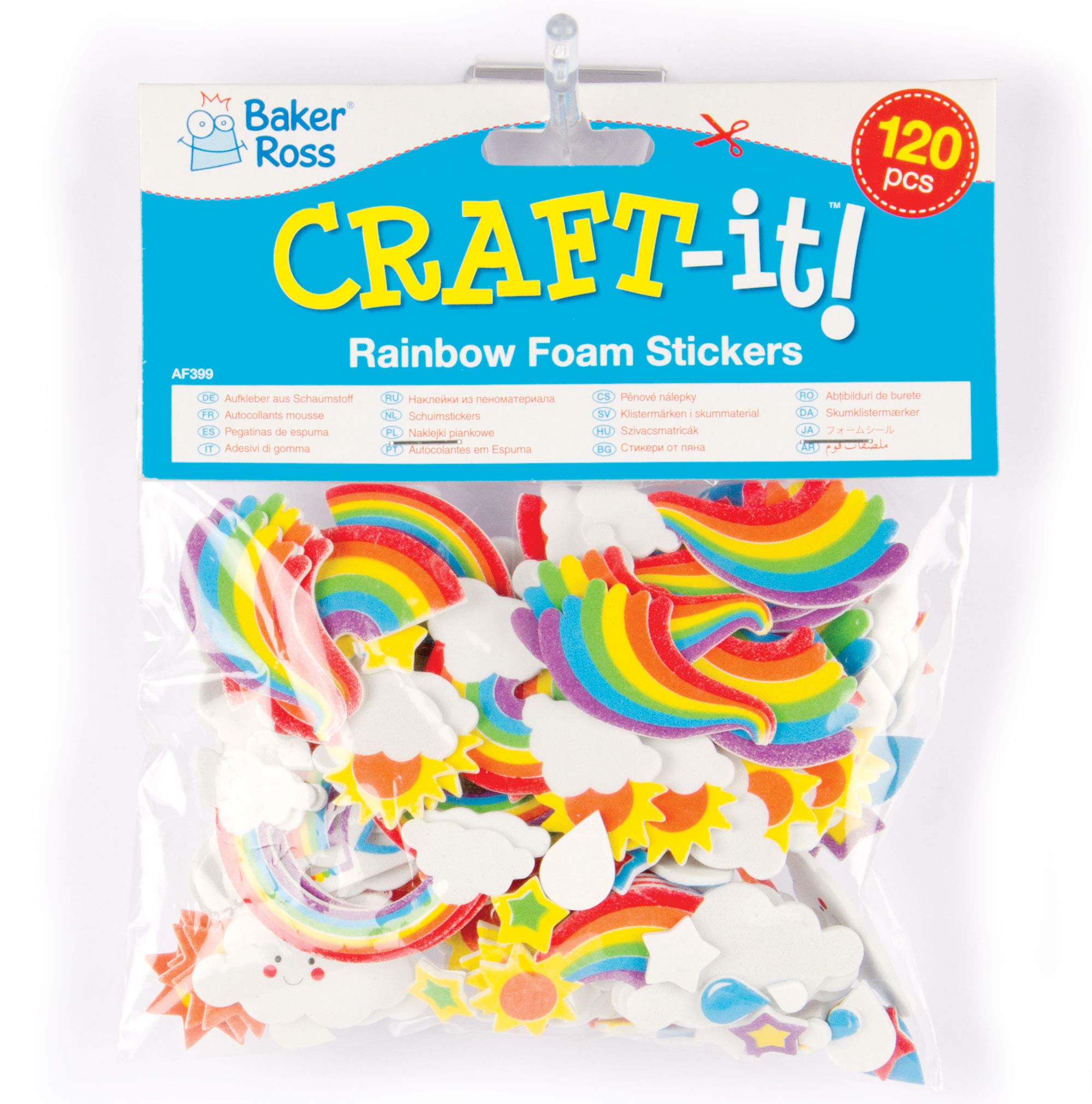 Baker Ross Rainbow Puffy Foam Stickers (Pack of 120) - Self-Adhesive Vinyl for Kids Crafts 6