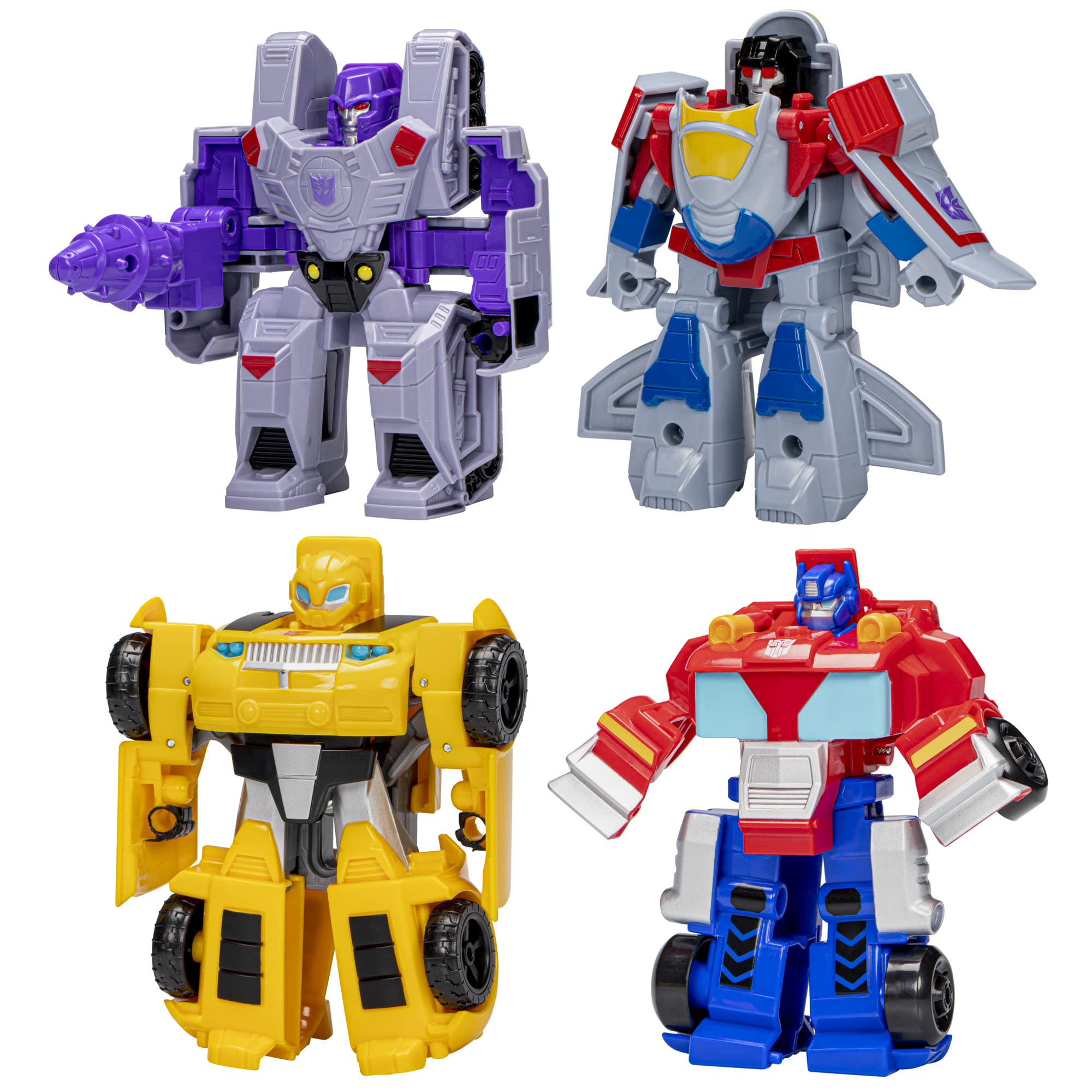 Transformers Heroes vs Villains 4-Pack Action Figures - Optimus Prime, Bumblebee, Megatron, Starscream | 11-cm Figures | Ages 3+ 1