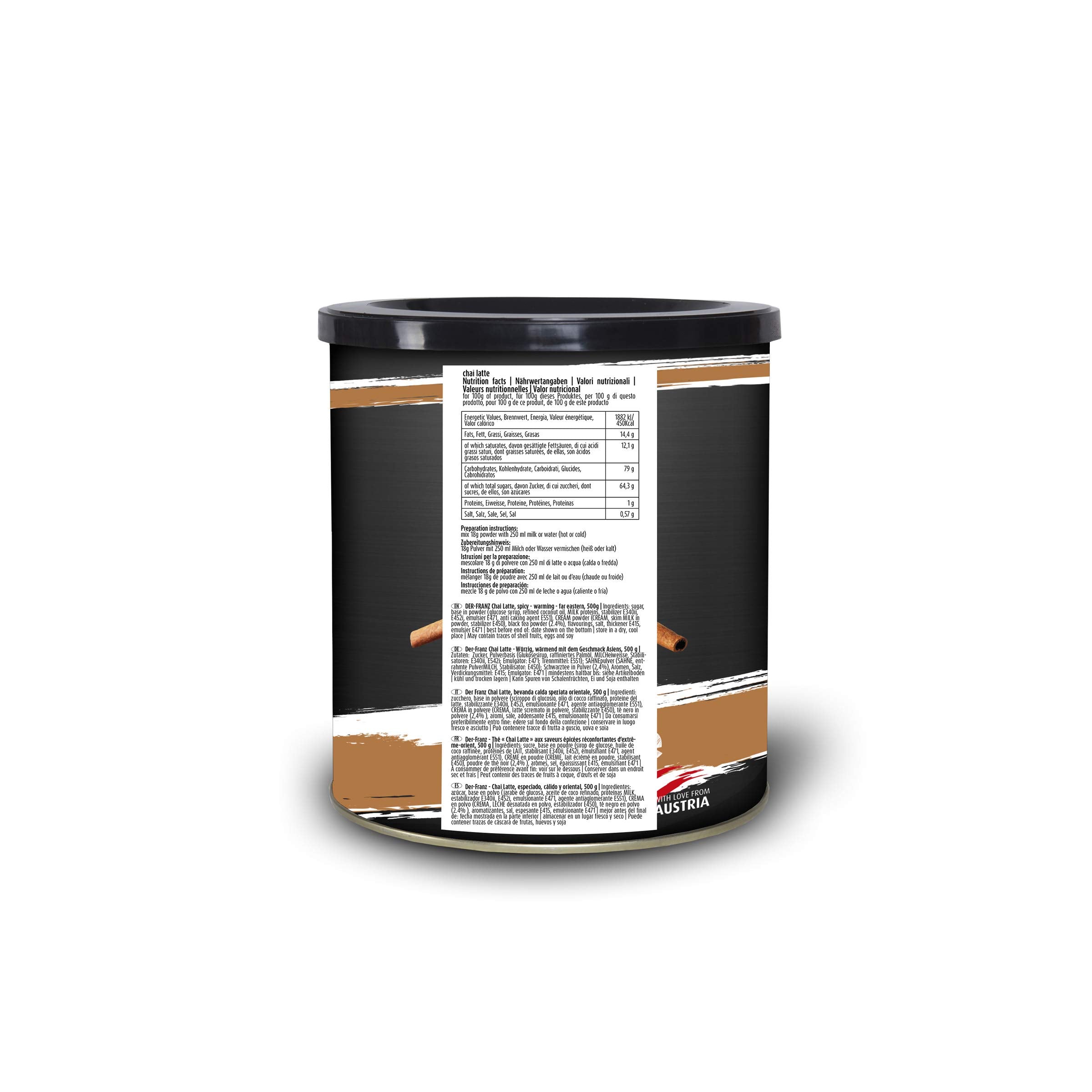 Der-Franz Chai Latte Pulver, 500 g – Gewürzte Schwarzteemischung mit Ingwer, Kardamom &amp; Zimt 3