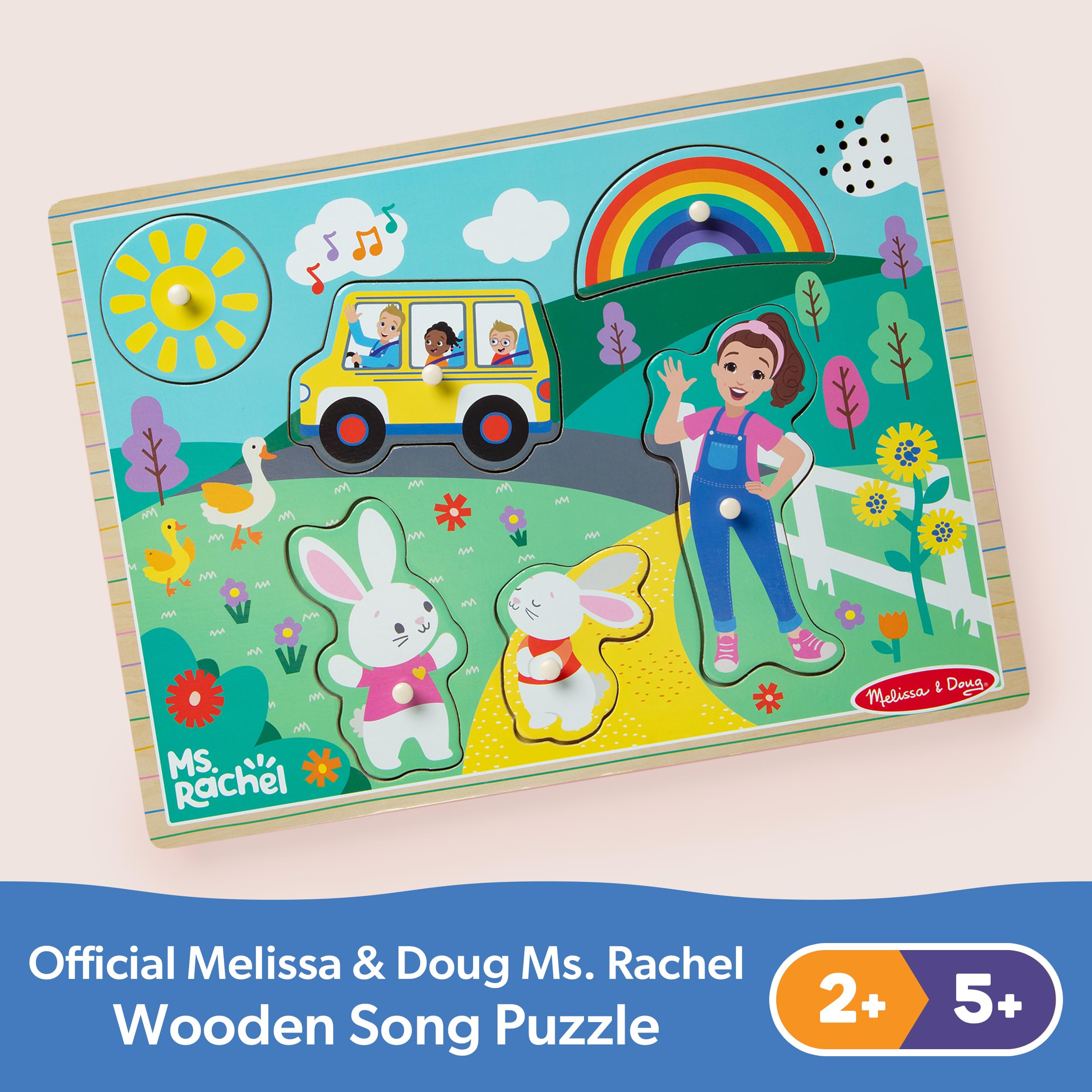 Melissa & Doug Ms. Rachel Wooden Song Peg Puzzle - Light-Activated Sound | Ages 2+ 9
