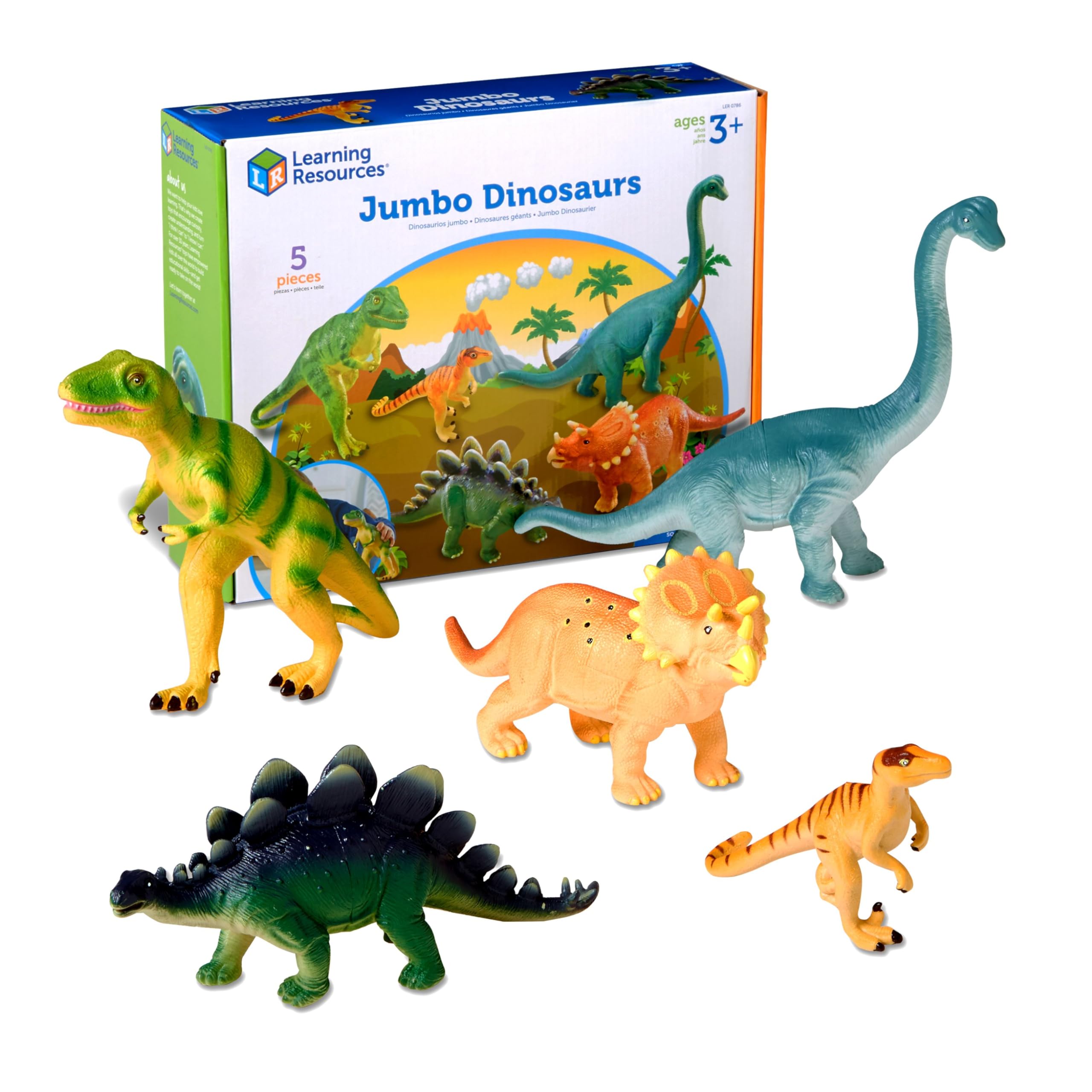 Learning Resources Jumbo Dinosaurs - Set of 5 Large Plastic Figures | Ages 3+