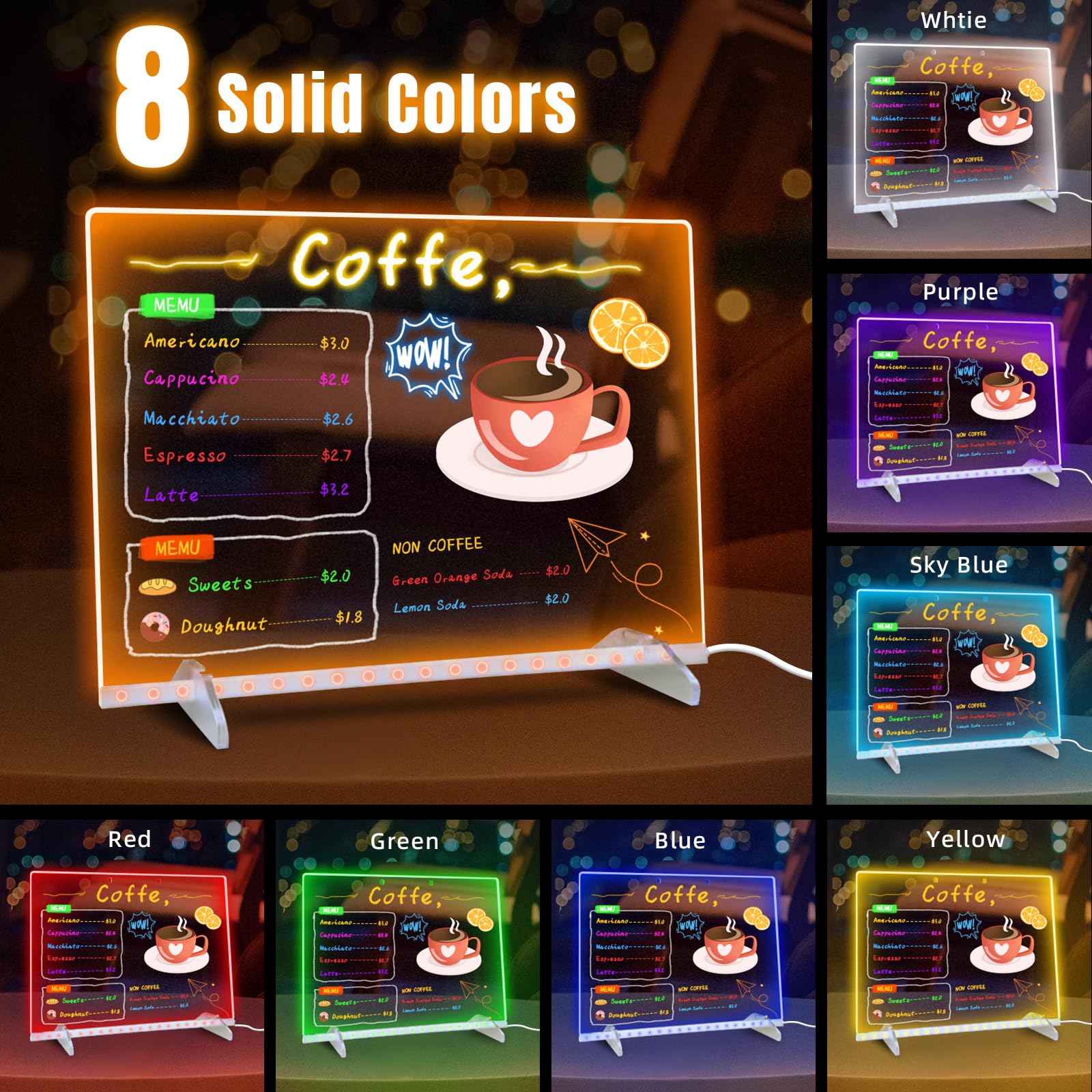 Ortizan LED Drawing Board - 13 Light Modes, Large Acrylic Surface | 35x25cm | Scratch Resistant 4