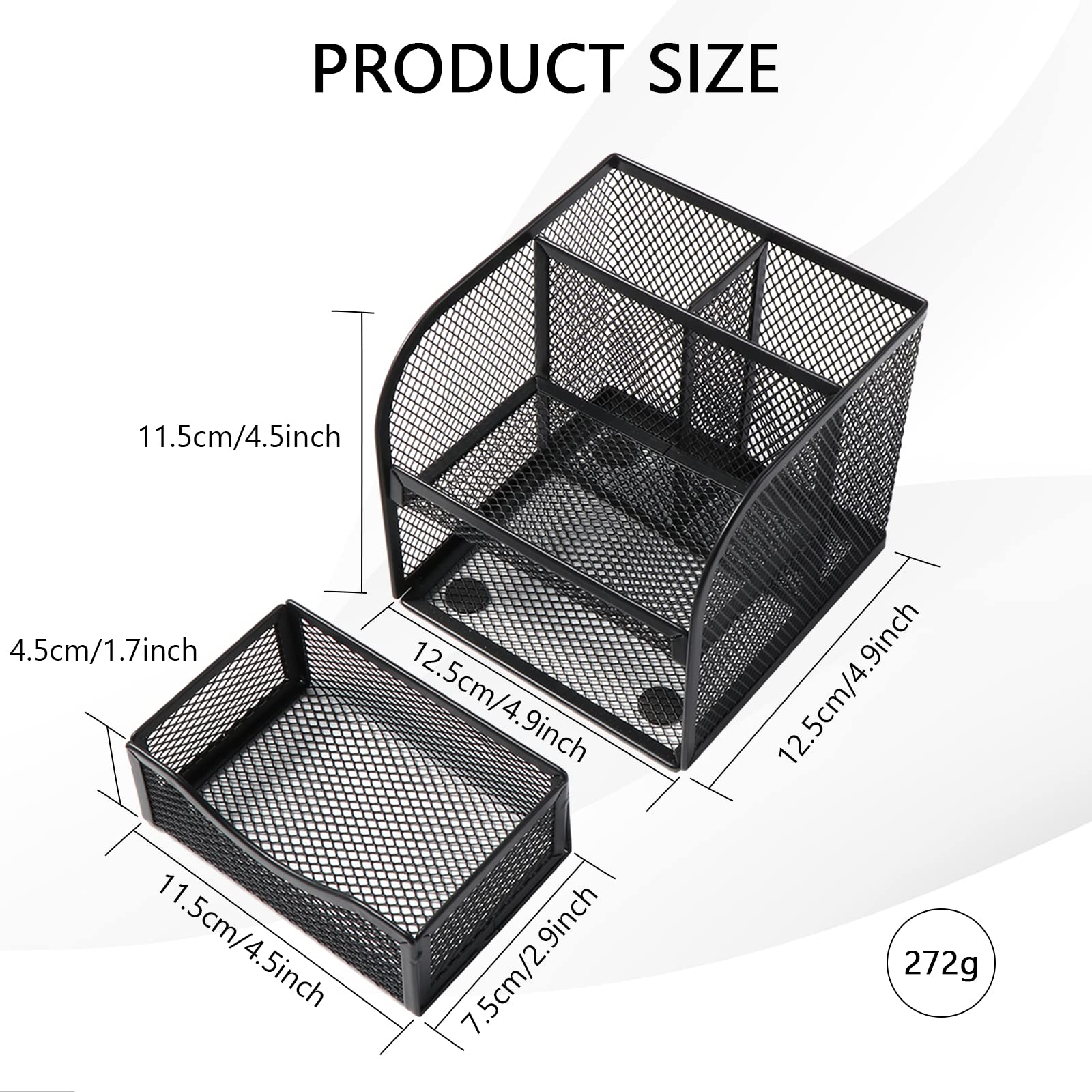 Vinabo Metal Mesh Desk Organiser - 4 Compartments | Tabletop Mount | Space Saving